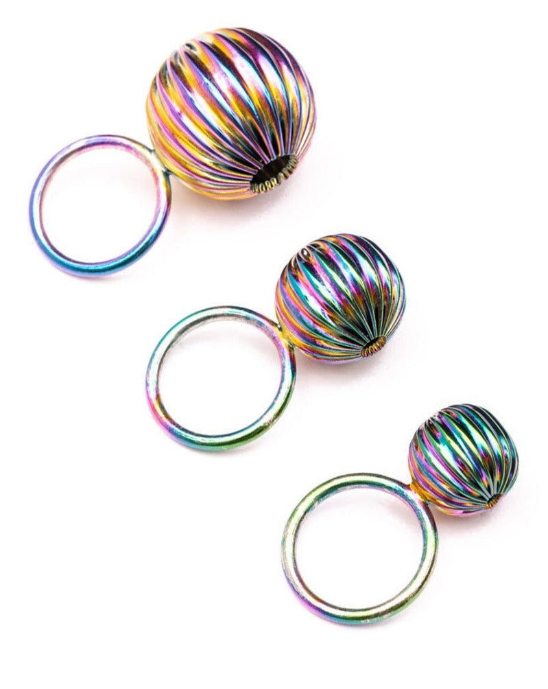 Maxima Ring Stack In Iridescent - Set of 3