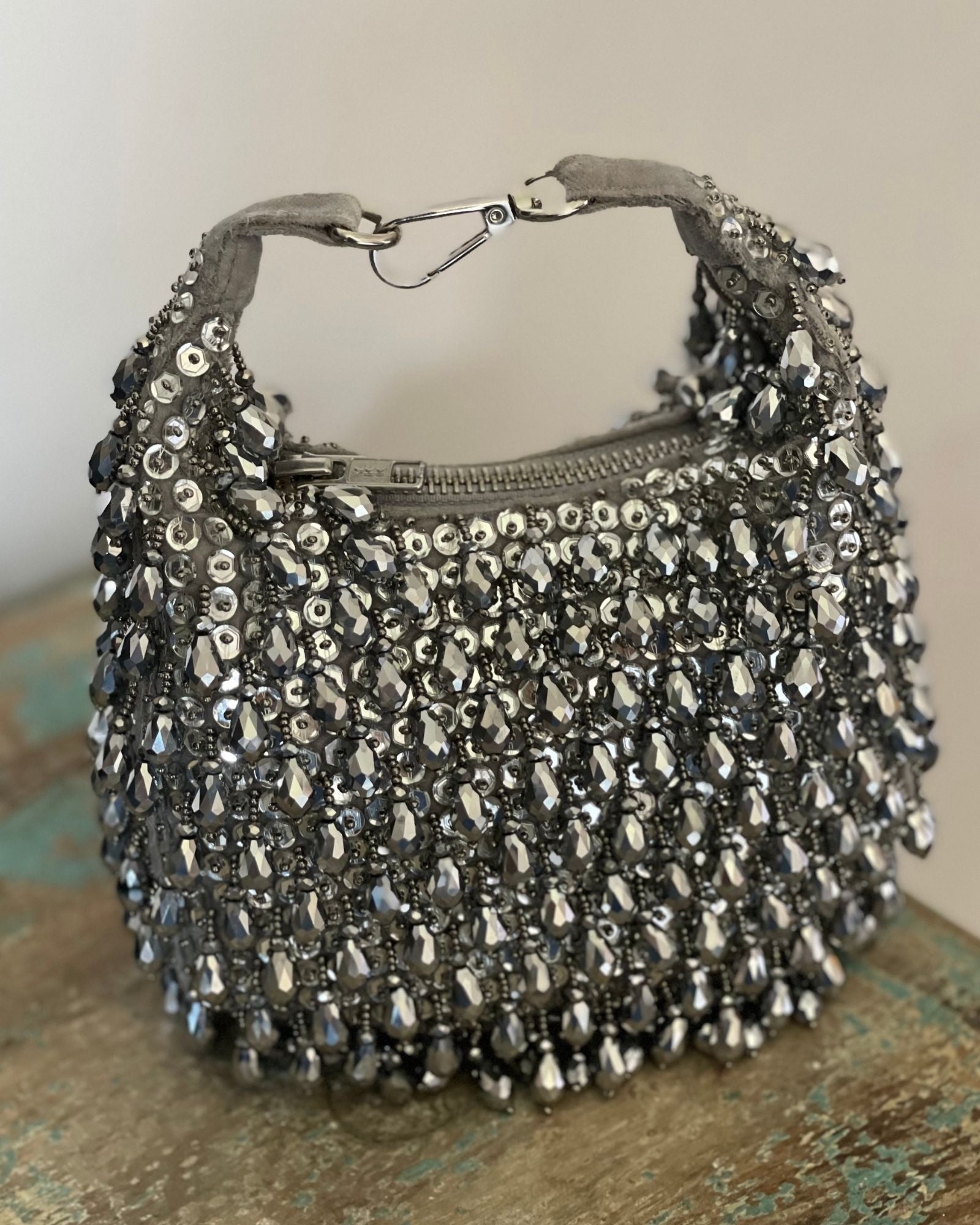 BEADED CRESCENT BAG