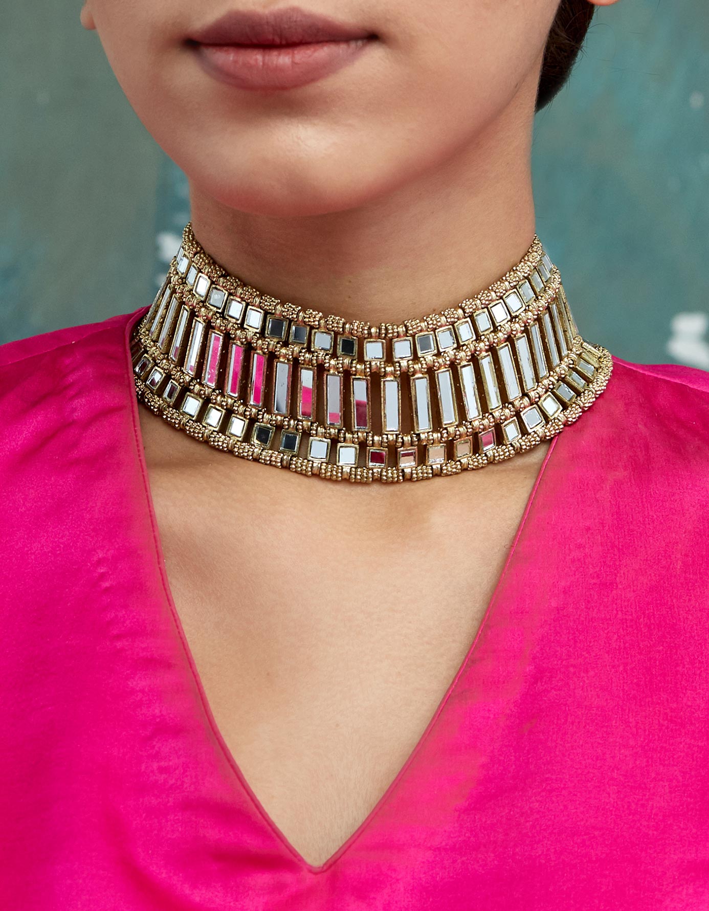 Mirror Gold Shahi Choker