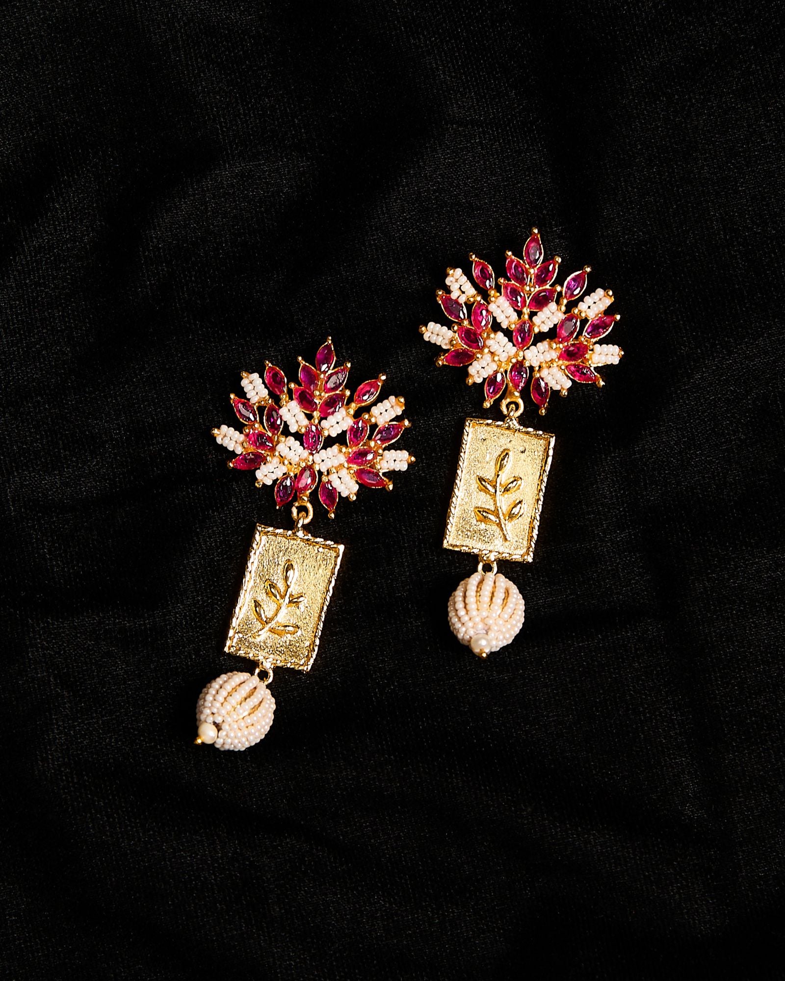 Ruby Leaf Earrings