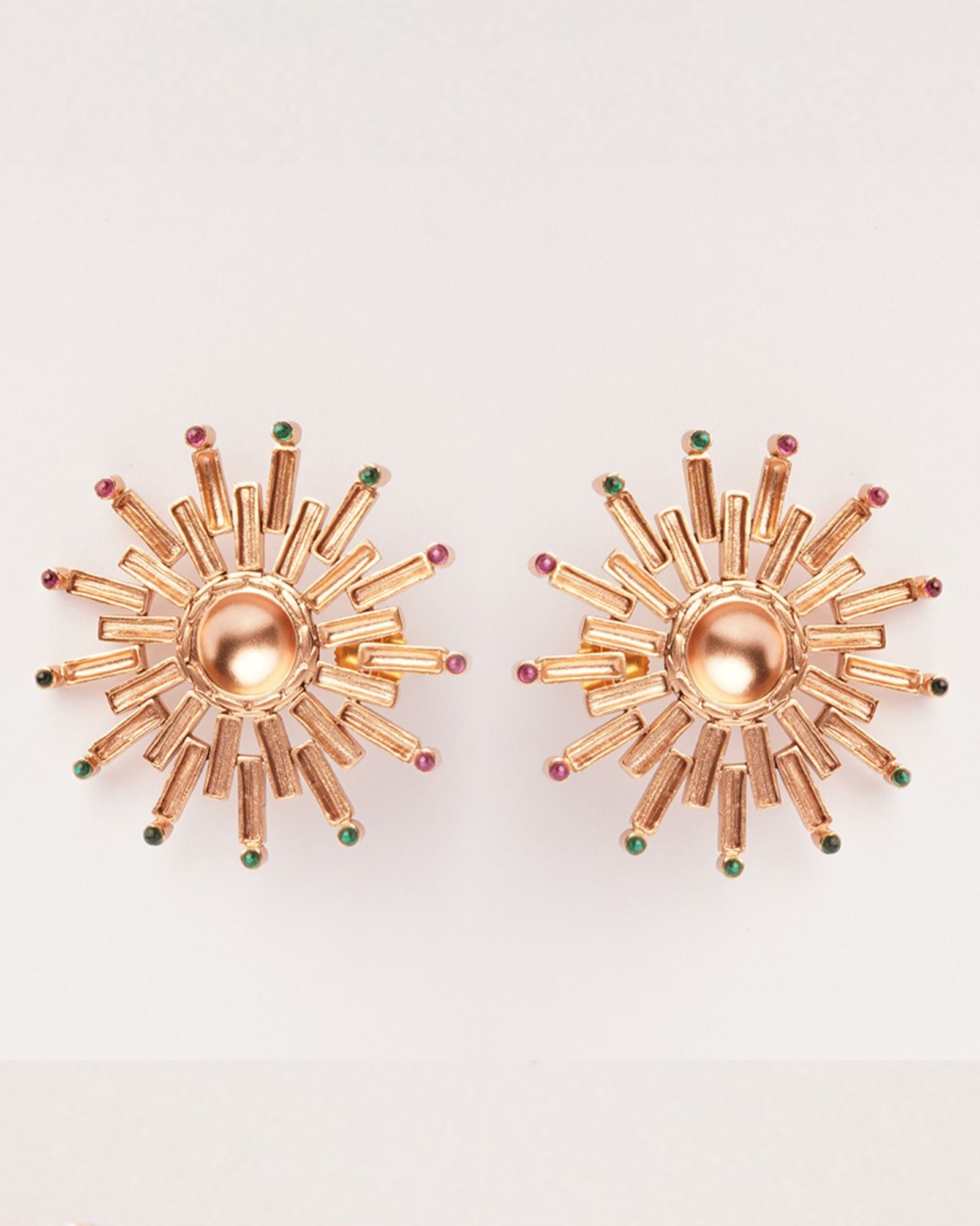 Sun Burst Gold Plated Stud Earrings