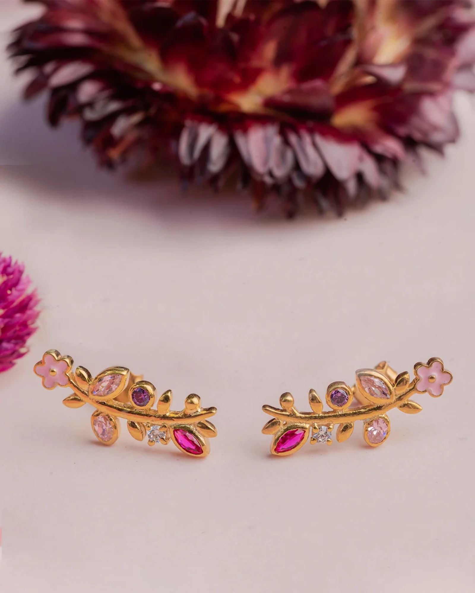 Rosebud Ear Crawly Earring