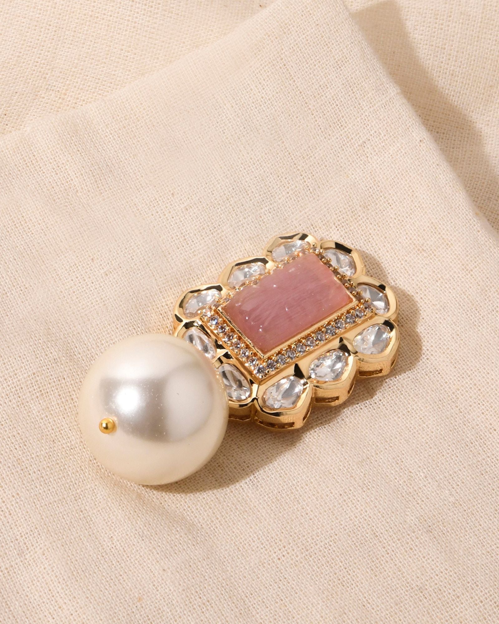 Pink White Pearl Drop Earring