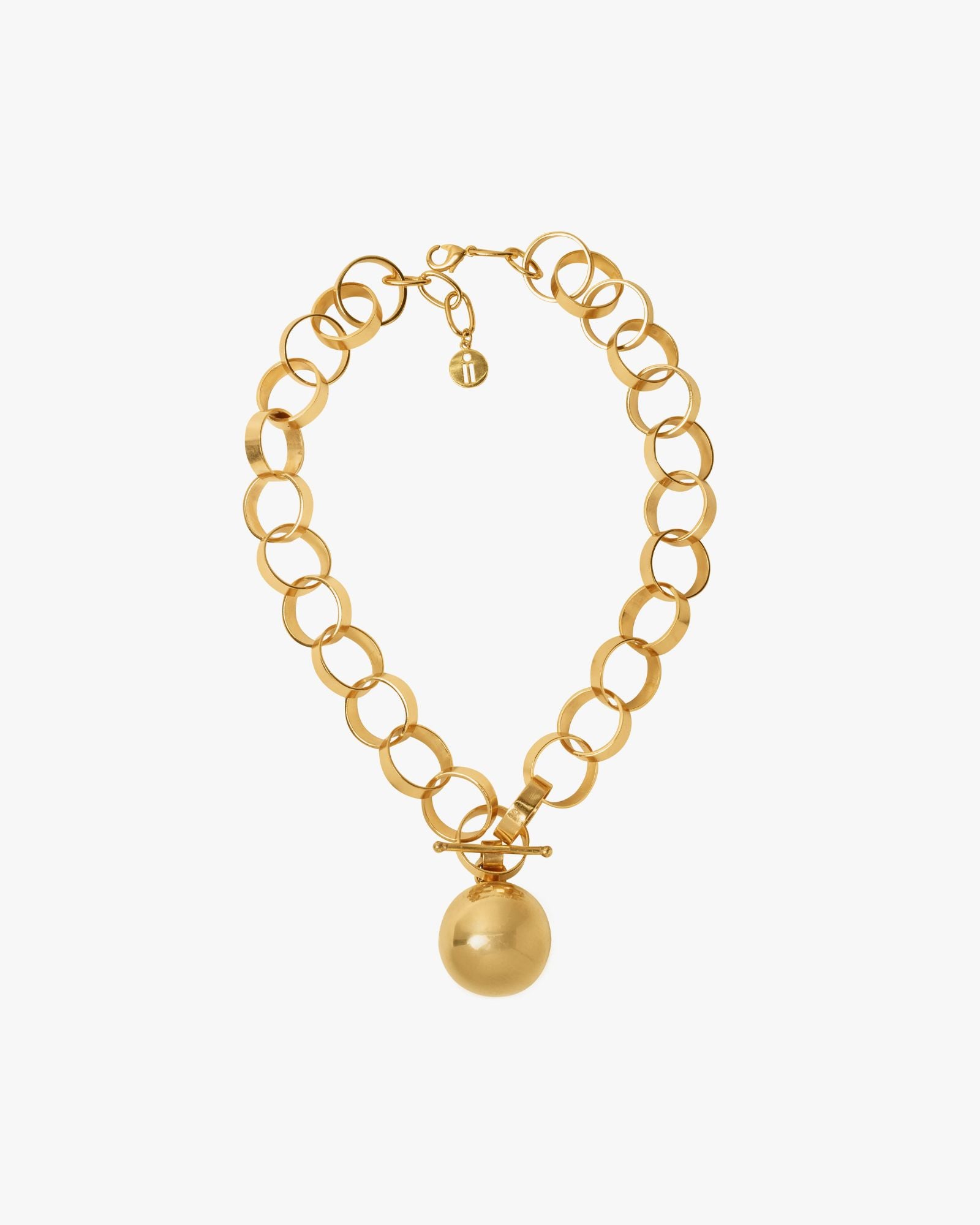 halo link necklace - gold tone