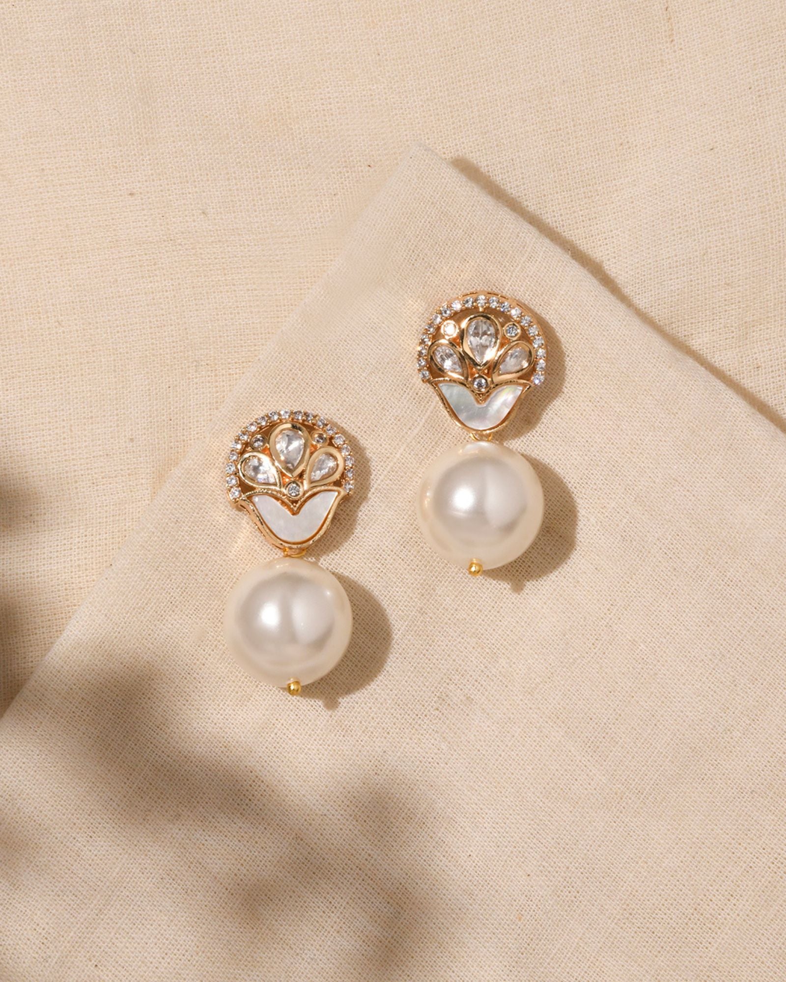 Ethereal White Pearl Drop Earrings