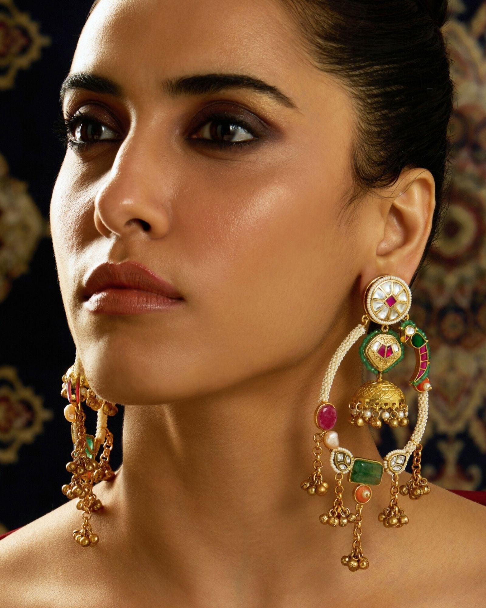 Rajwadi Parrot Motif Dangle Earring