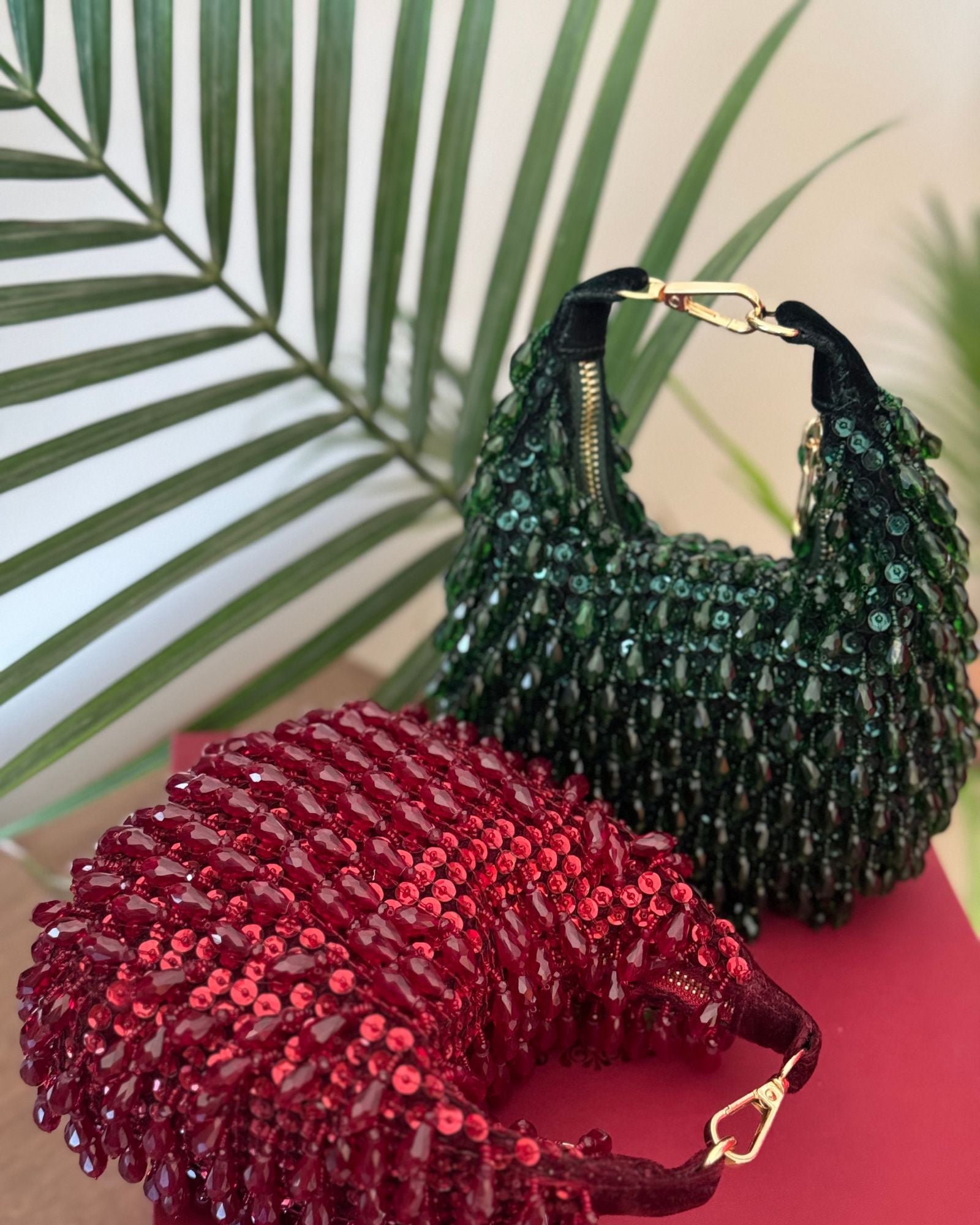 BEADED CRESCENT BAG