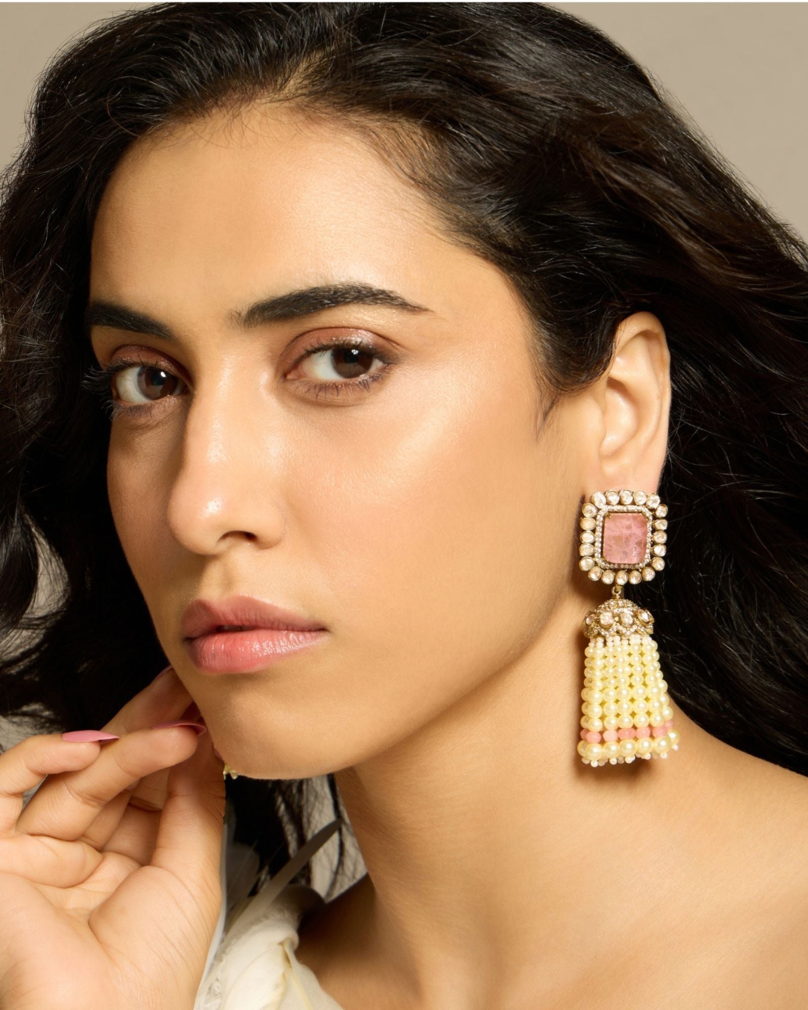 Blush Bloom Jhumka Earring