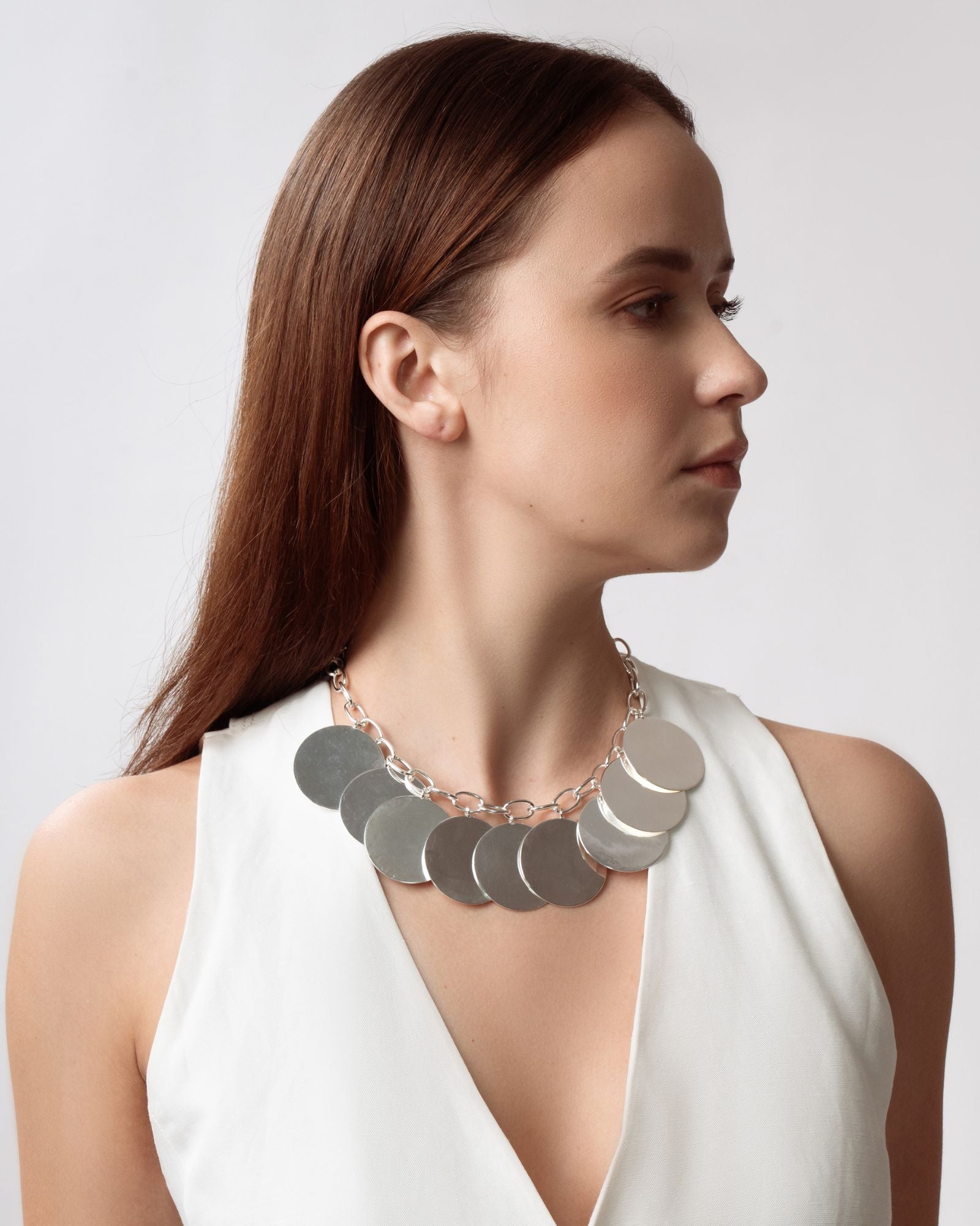 coin necklace - silver tone