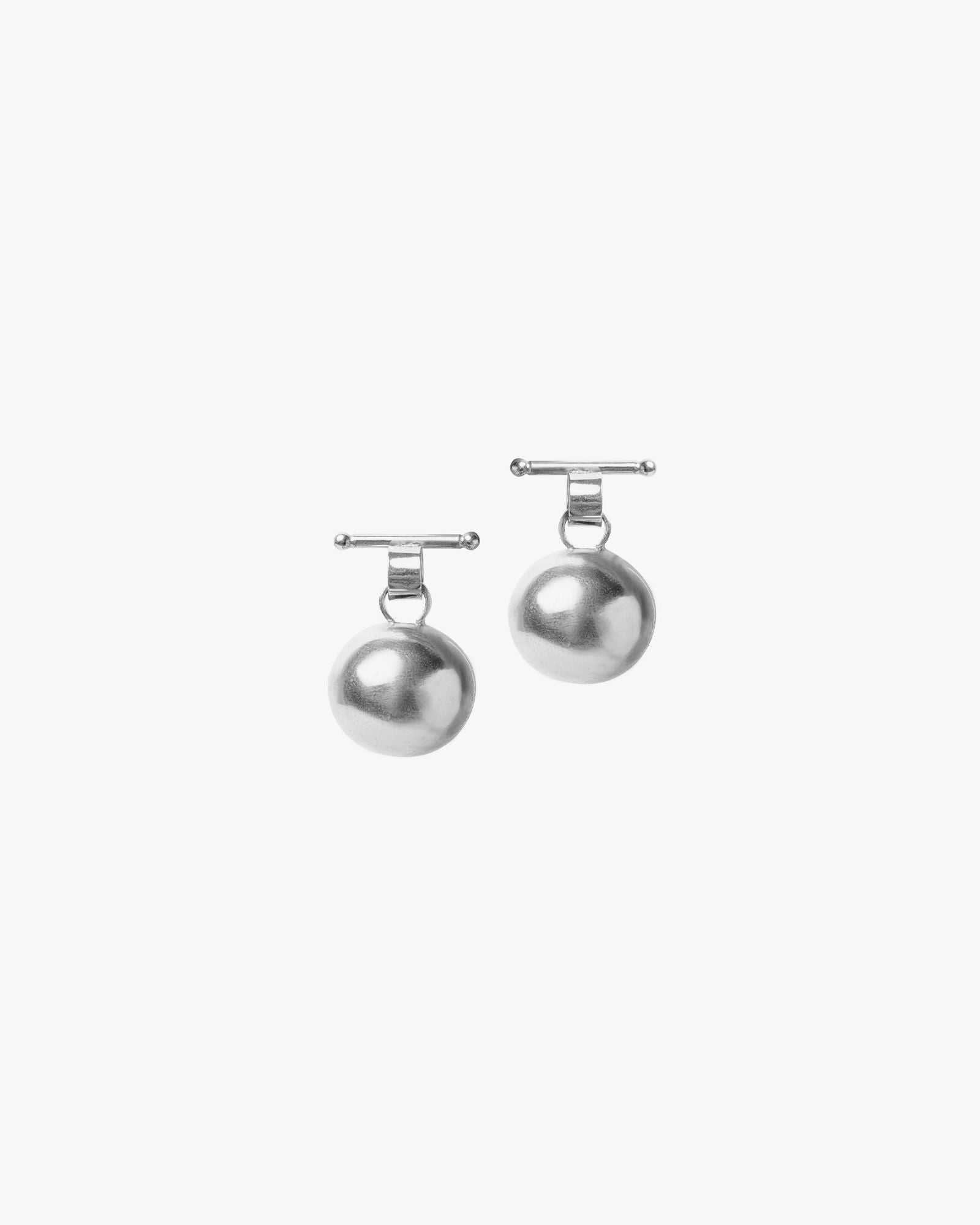 globe earrings - silver tone