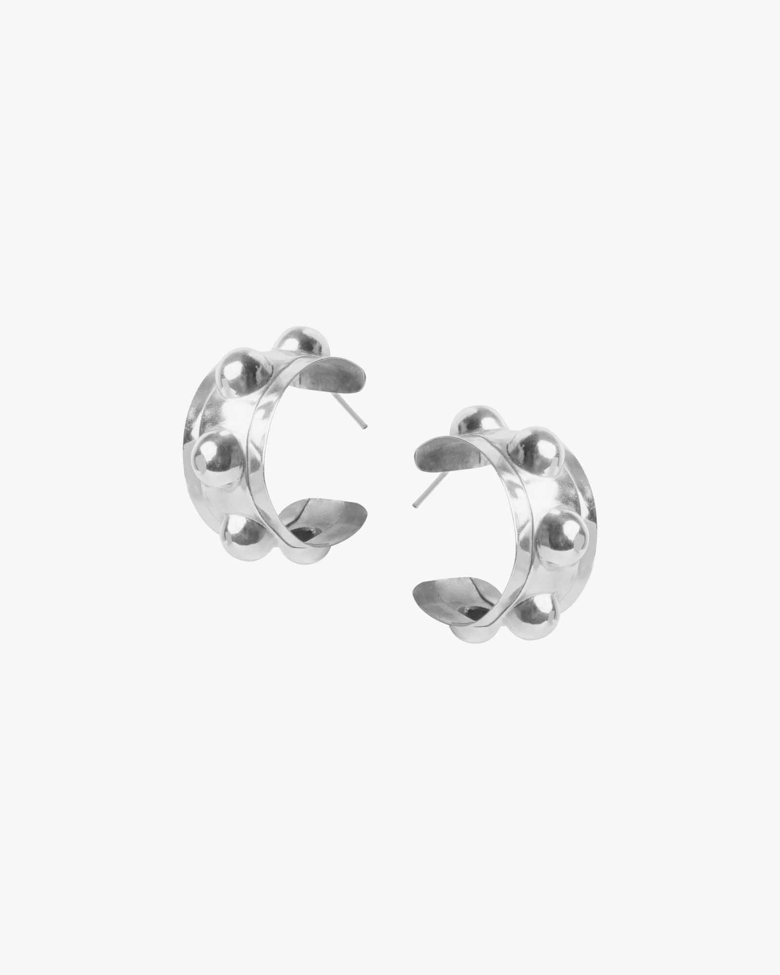 orb hoops - silver tone