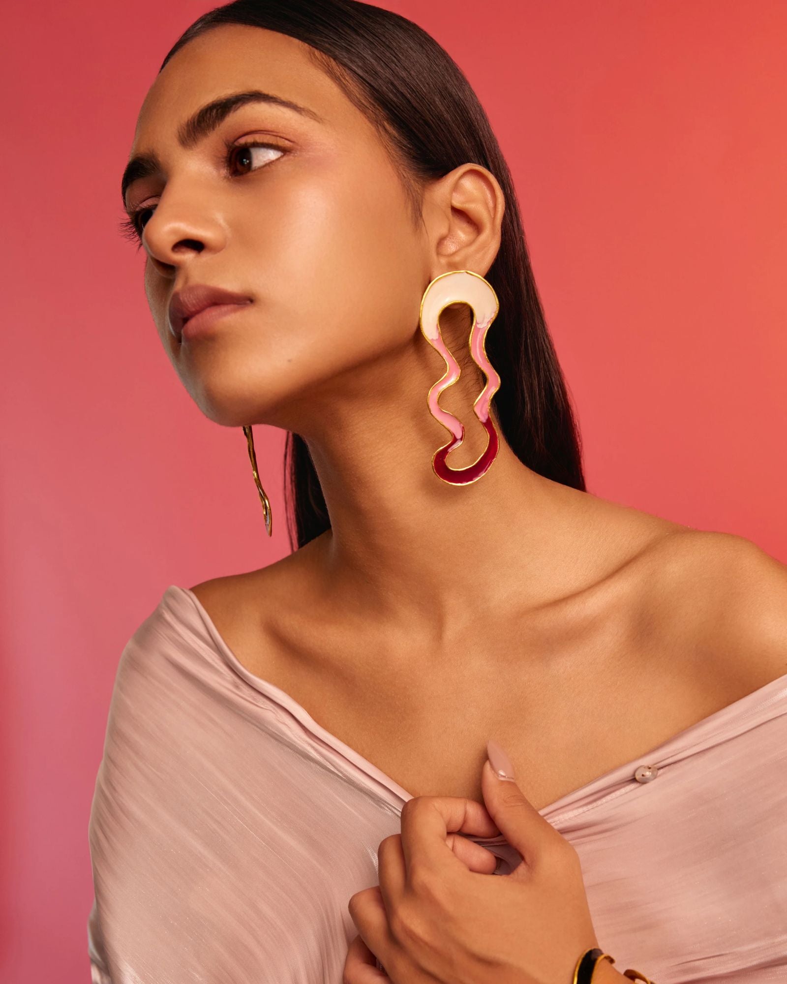 Ombre river earrings - Burgundy and pink