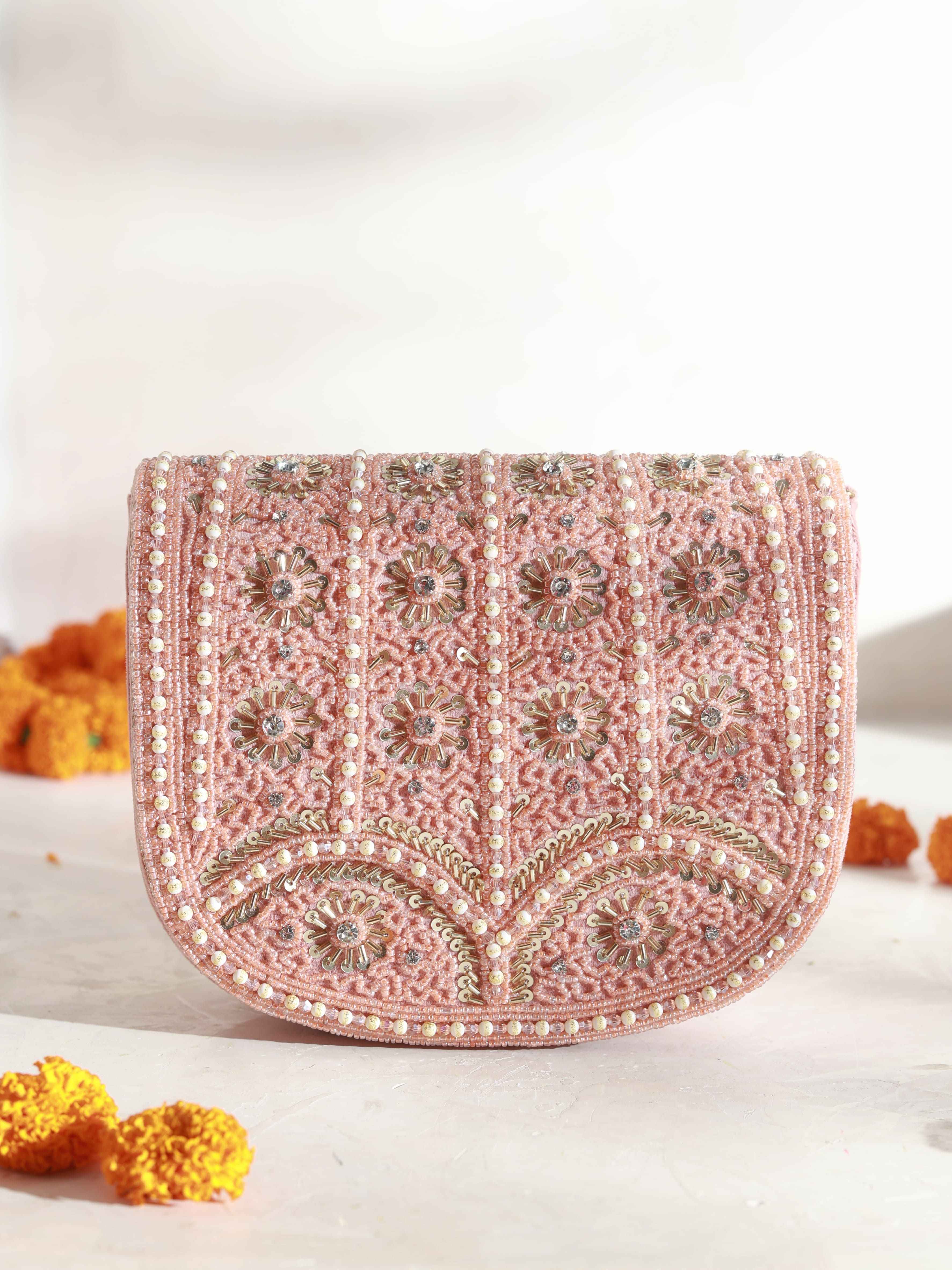 Kavya Pink Flap Over Bag with Handle