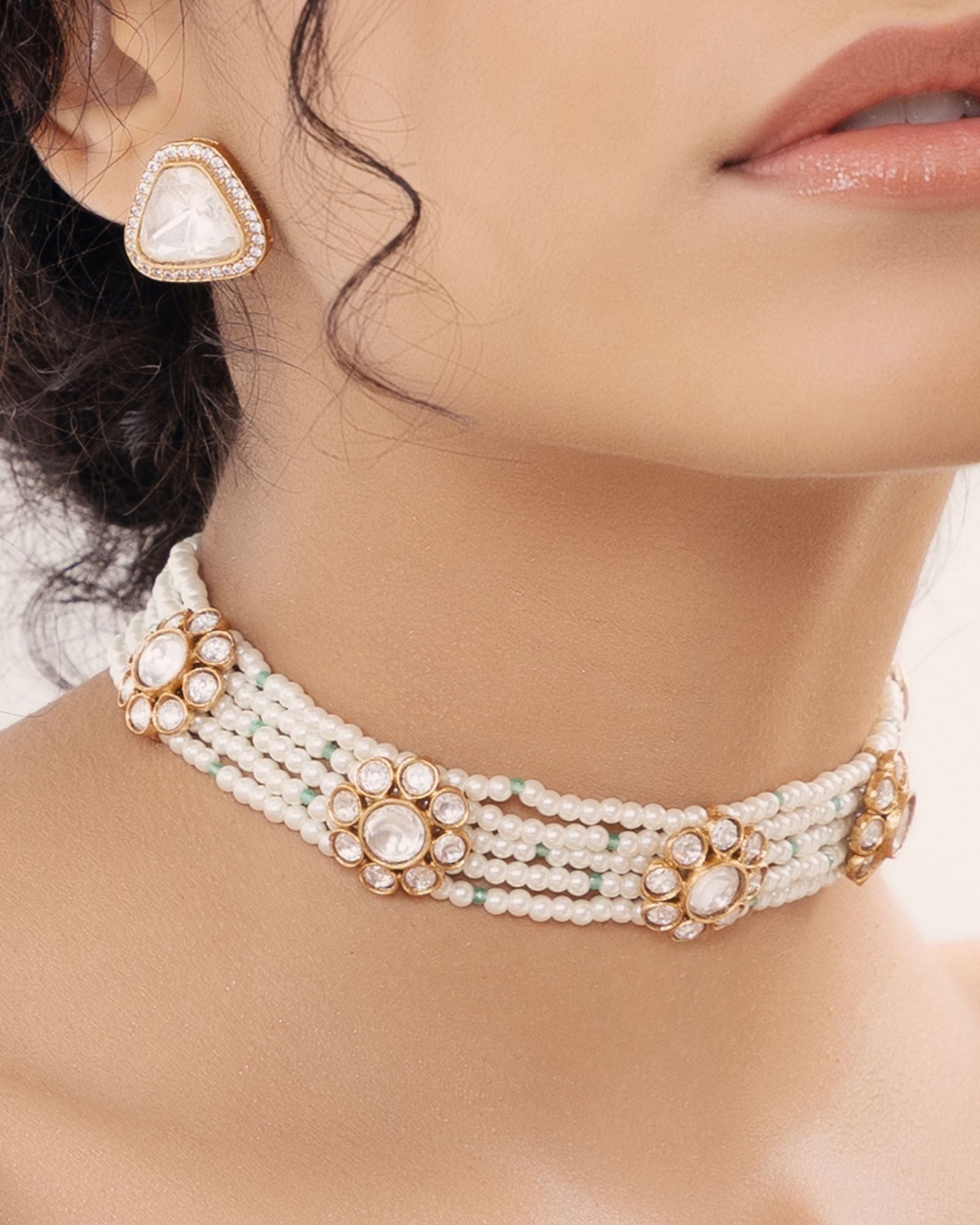 Polki-Pearl Elegant Choker Necklace