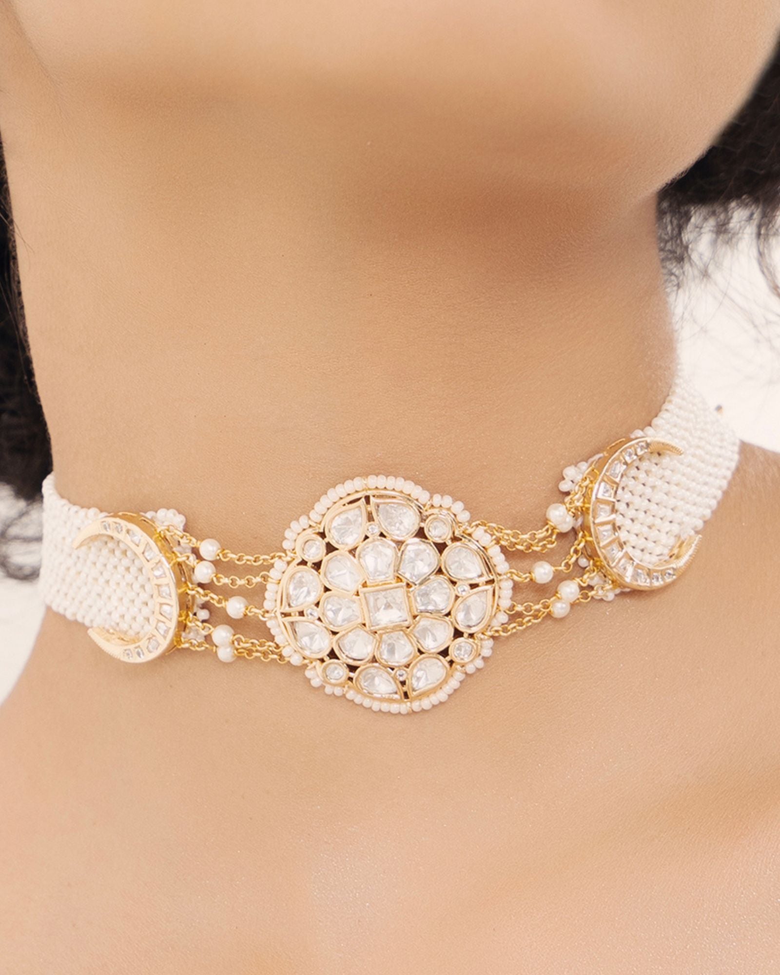 Polki-Pearl Sophisticated Choker Necklace