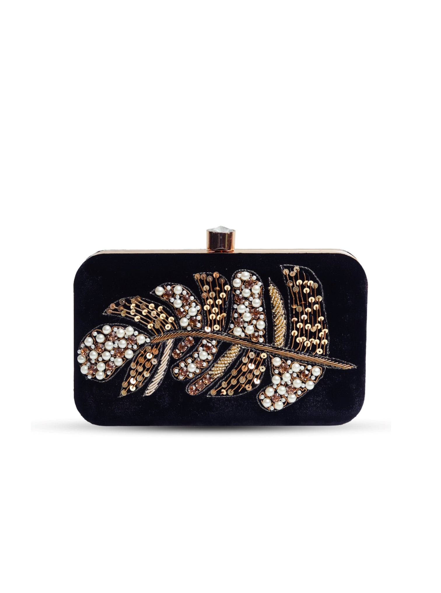 Afrah Hand Embroidered Leaf Clutch