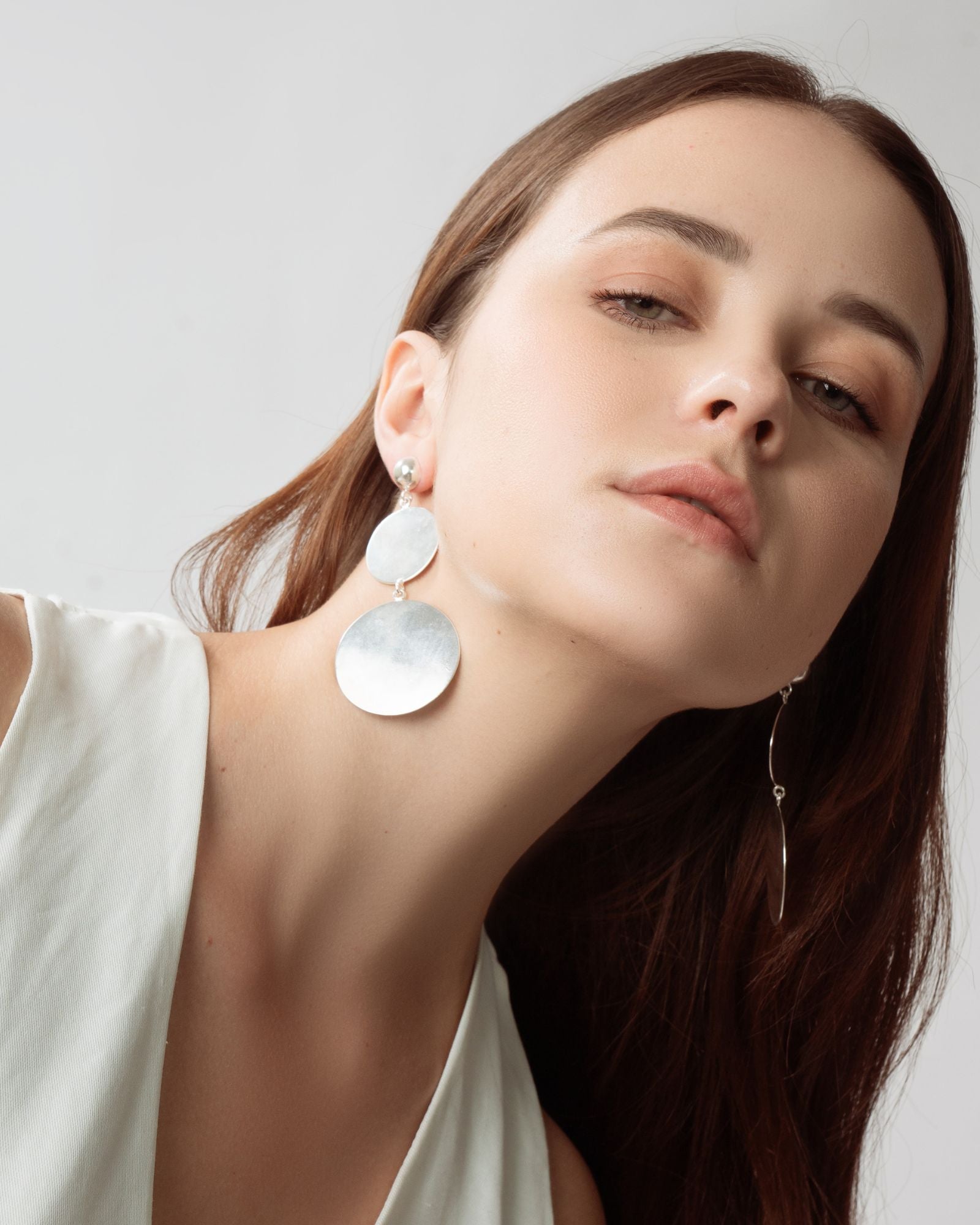 coin earring - silver tone