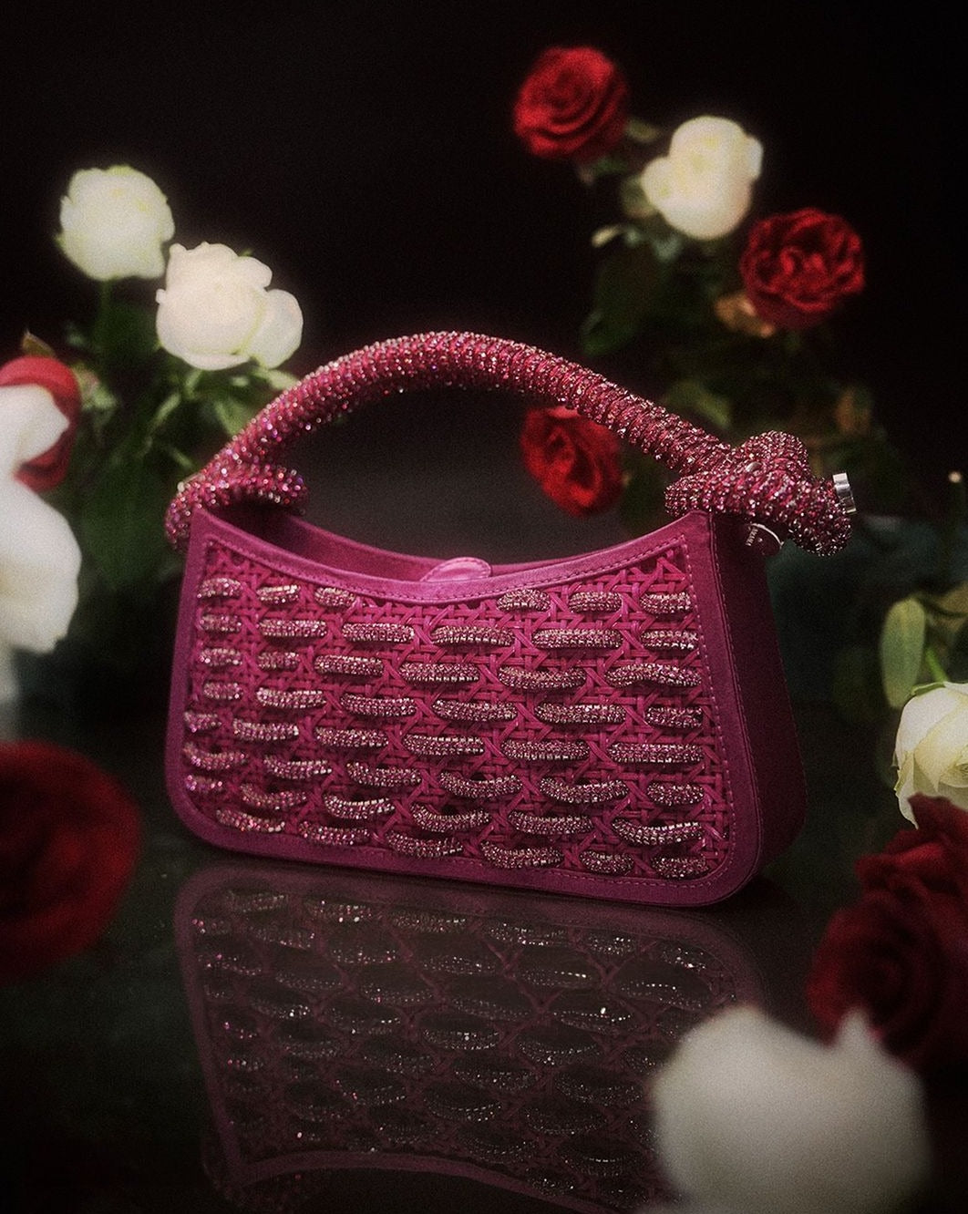 Tortile Woven Top Handle Bag in Hot Pink