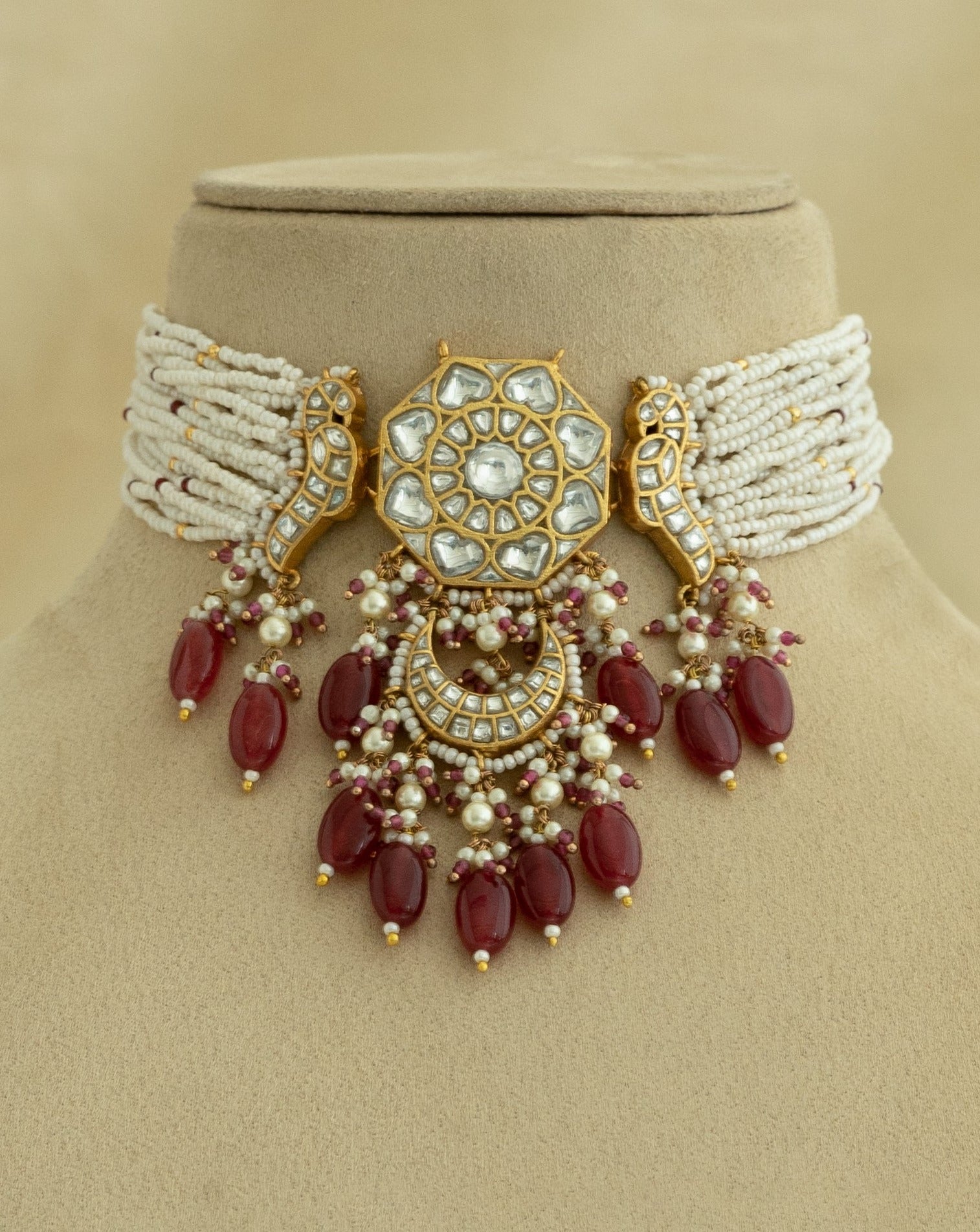 Thappa Jadau Kundan Necklace Set - TJ-S98