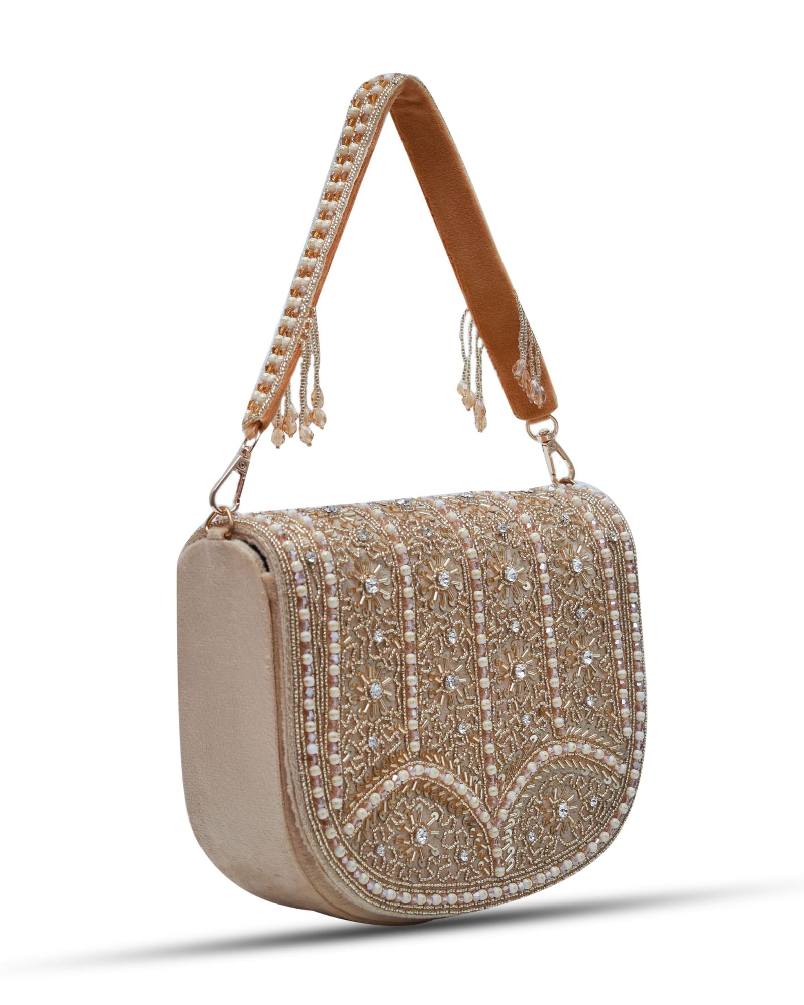 Kavya Beige Flap Over Bag with Handle