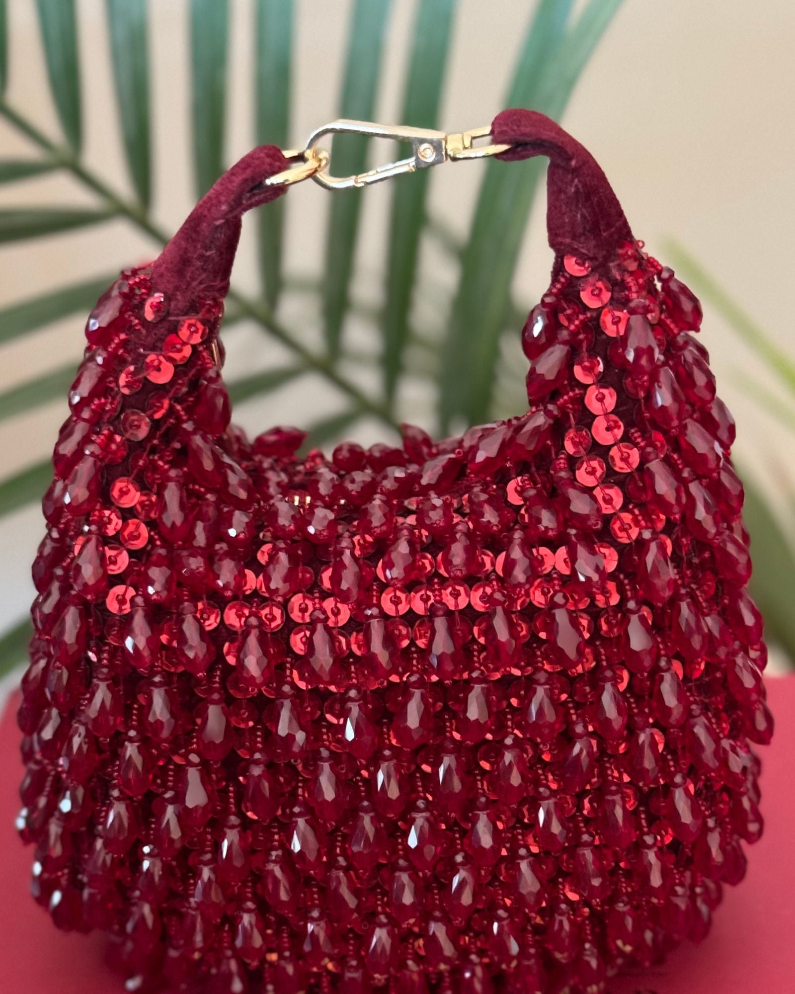 BEADED CRESCENT BAG