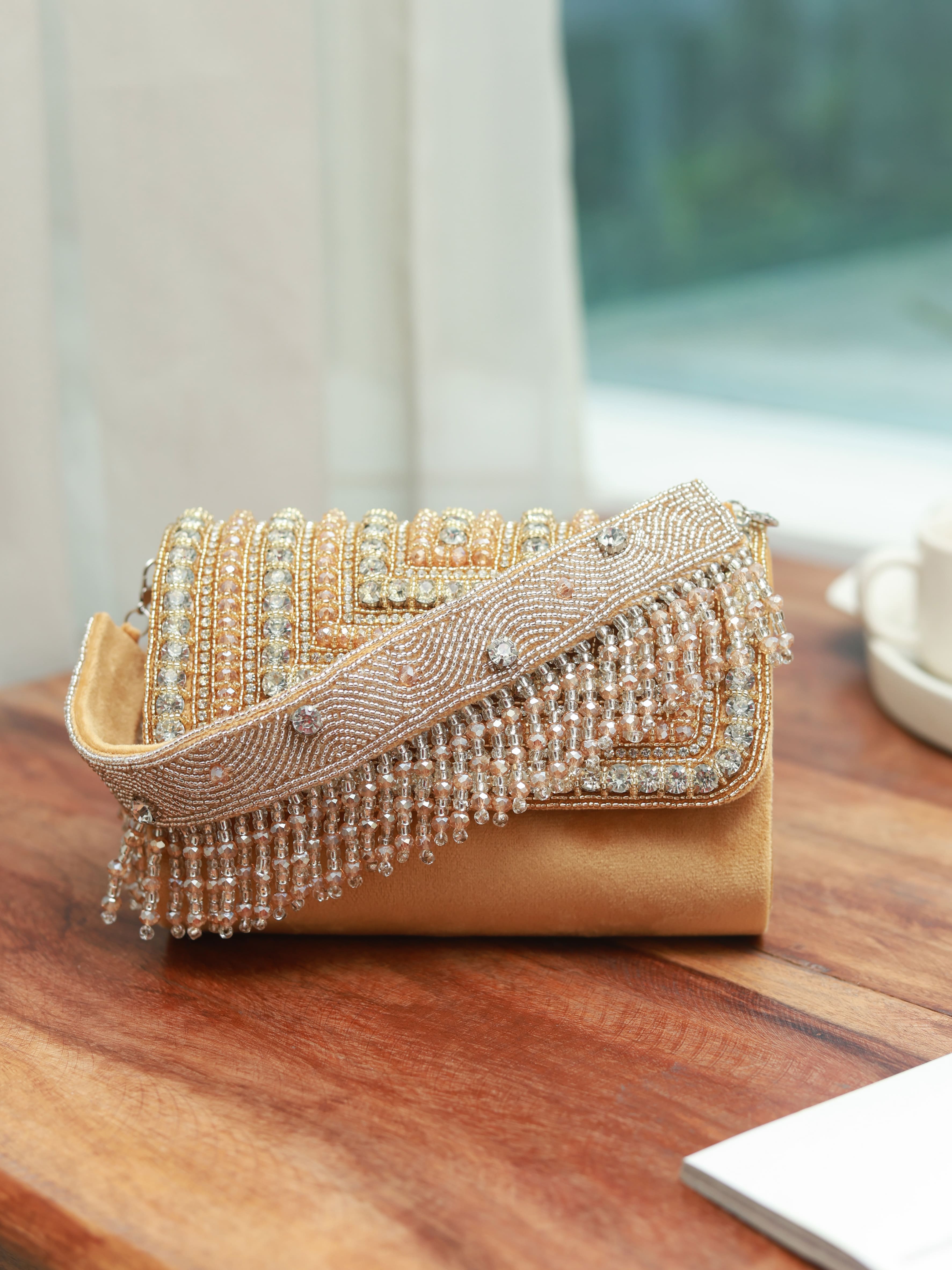 Nysa Embellished Flap over Clutch Bag