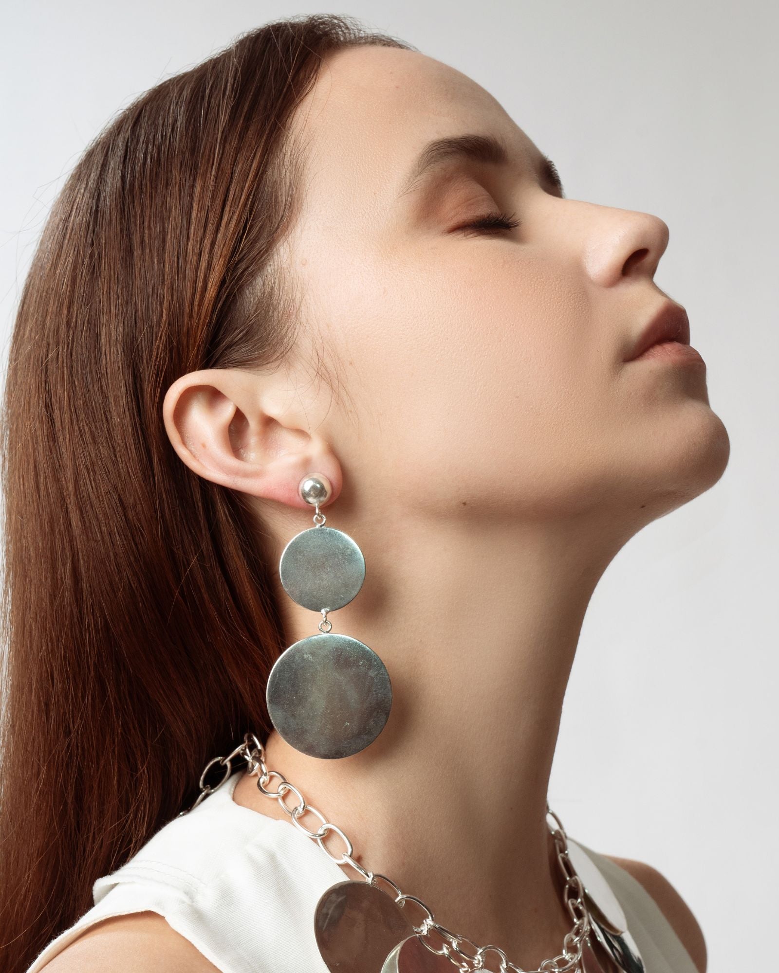 coin earring - silver tone