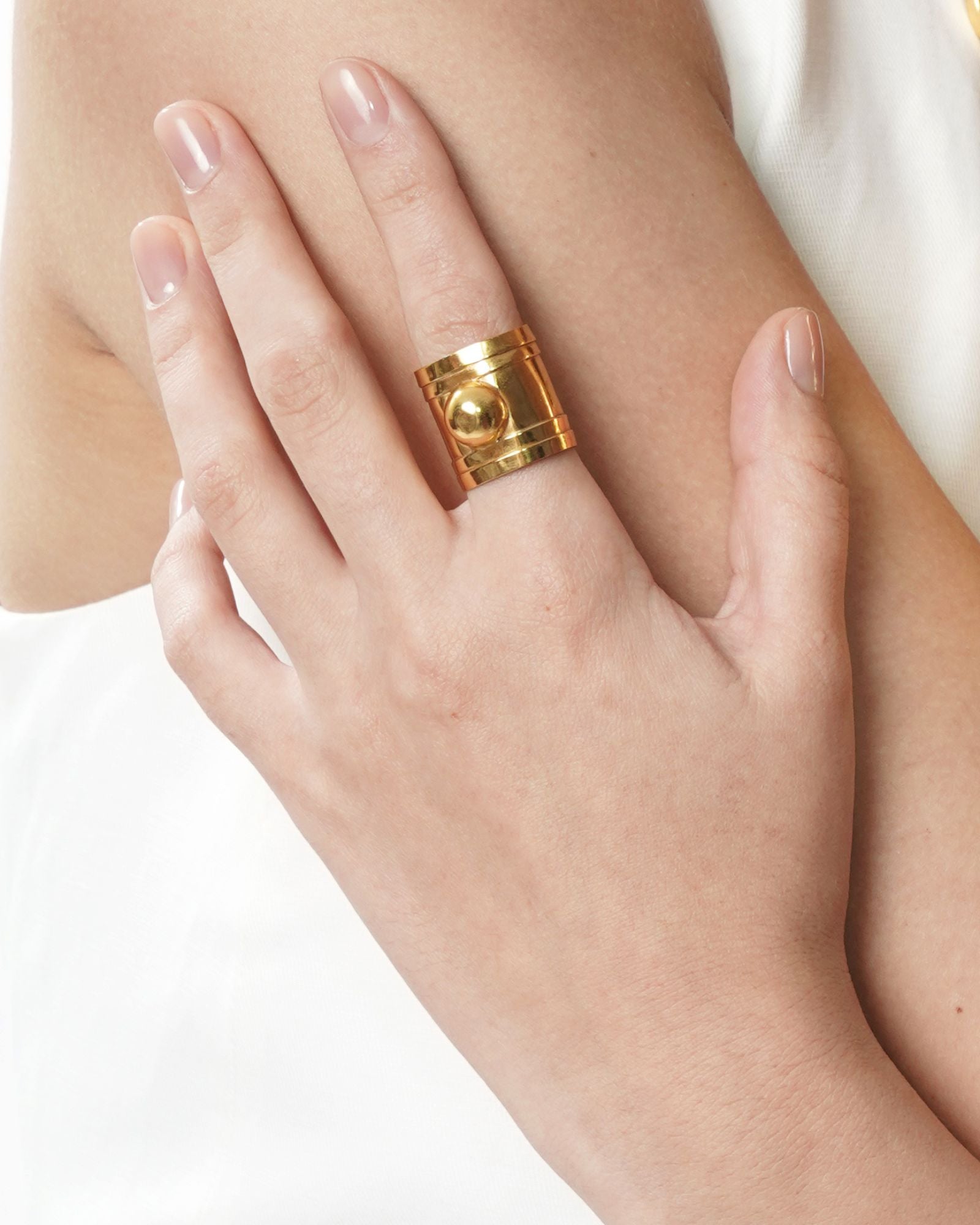 luna dome ring - gold tone