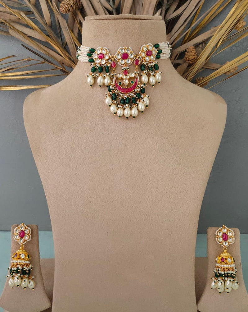 Jadau Kundan Necklace Set - MS1492M