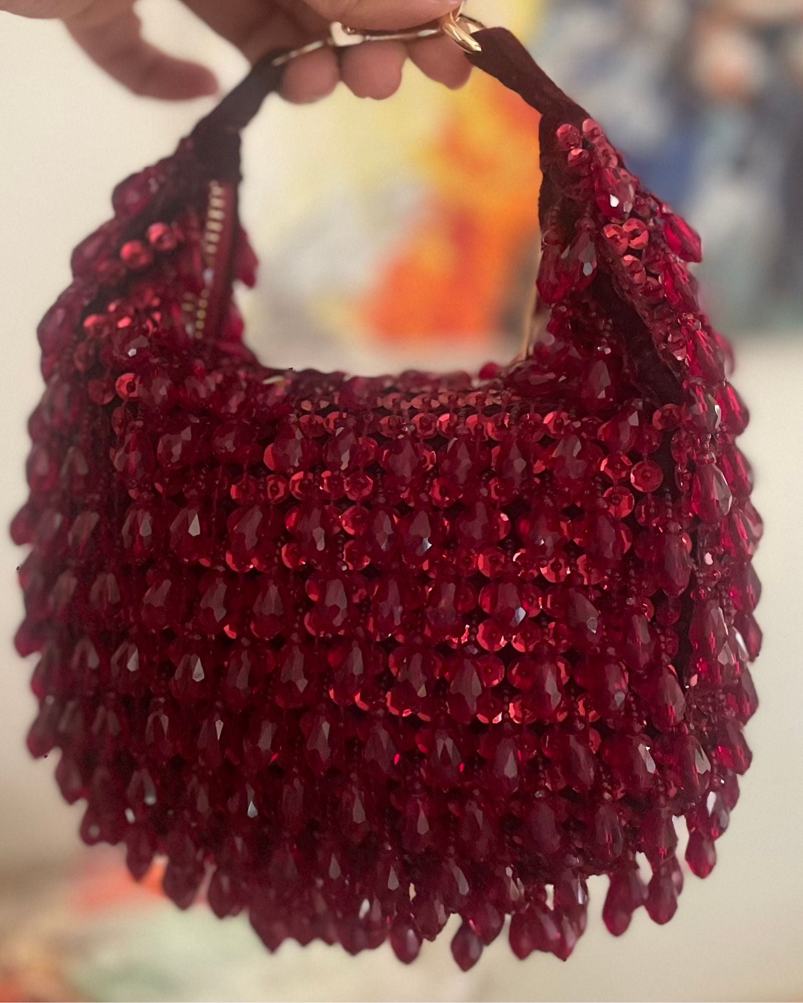 BEADED CRESCENT BAG