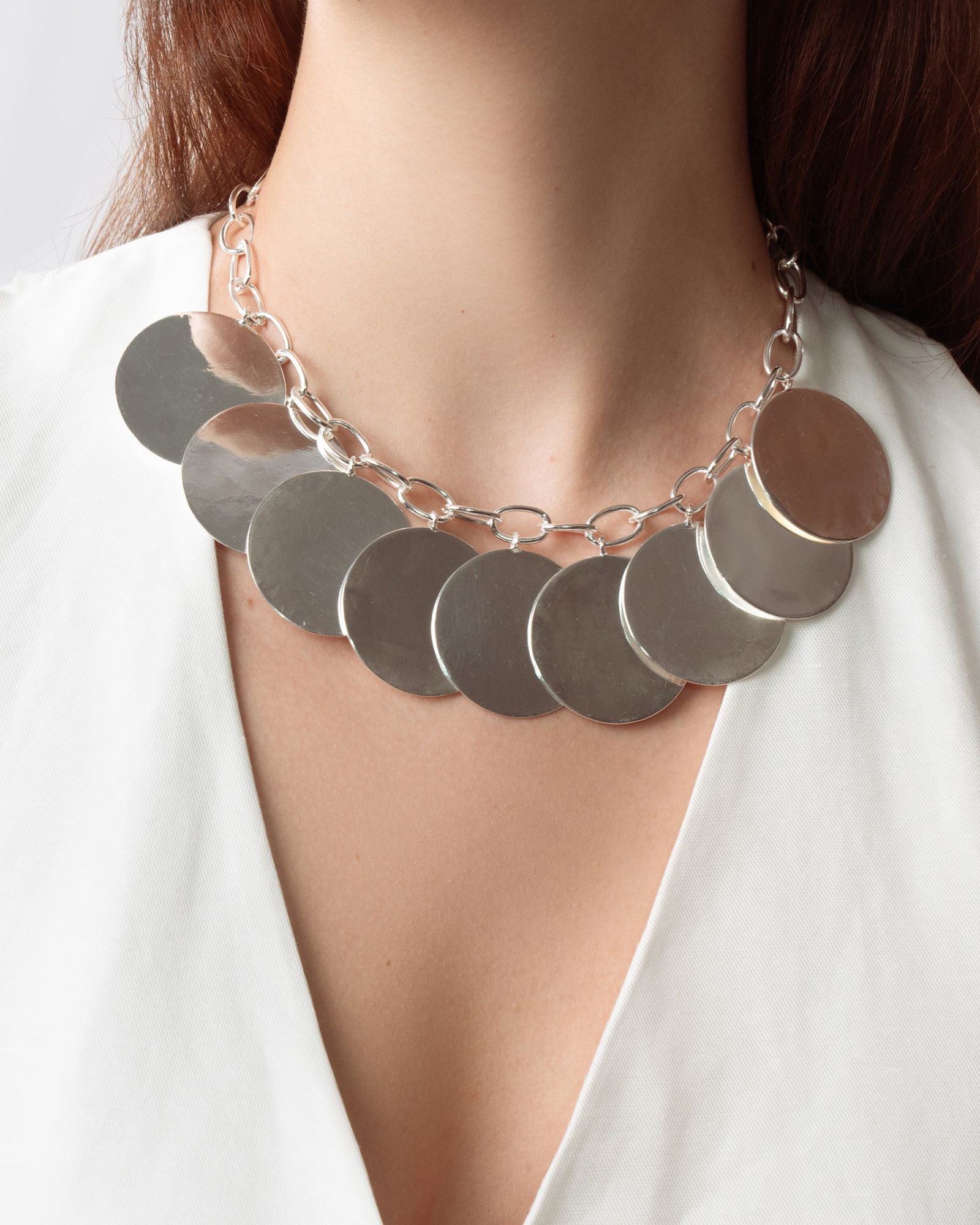 coin necklace - silver tone