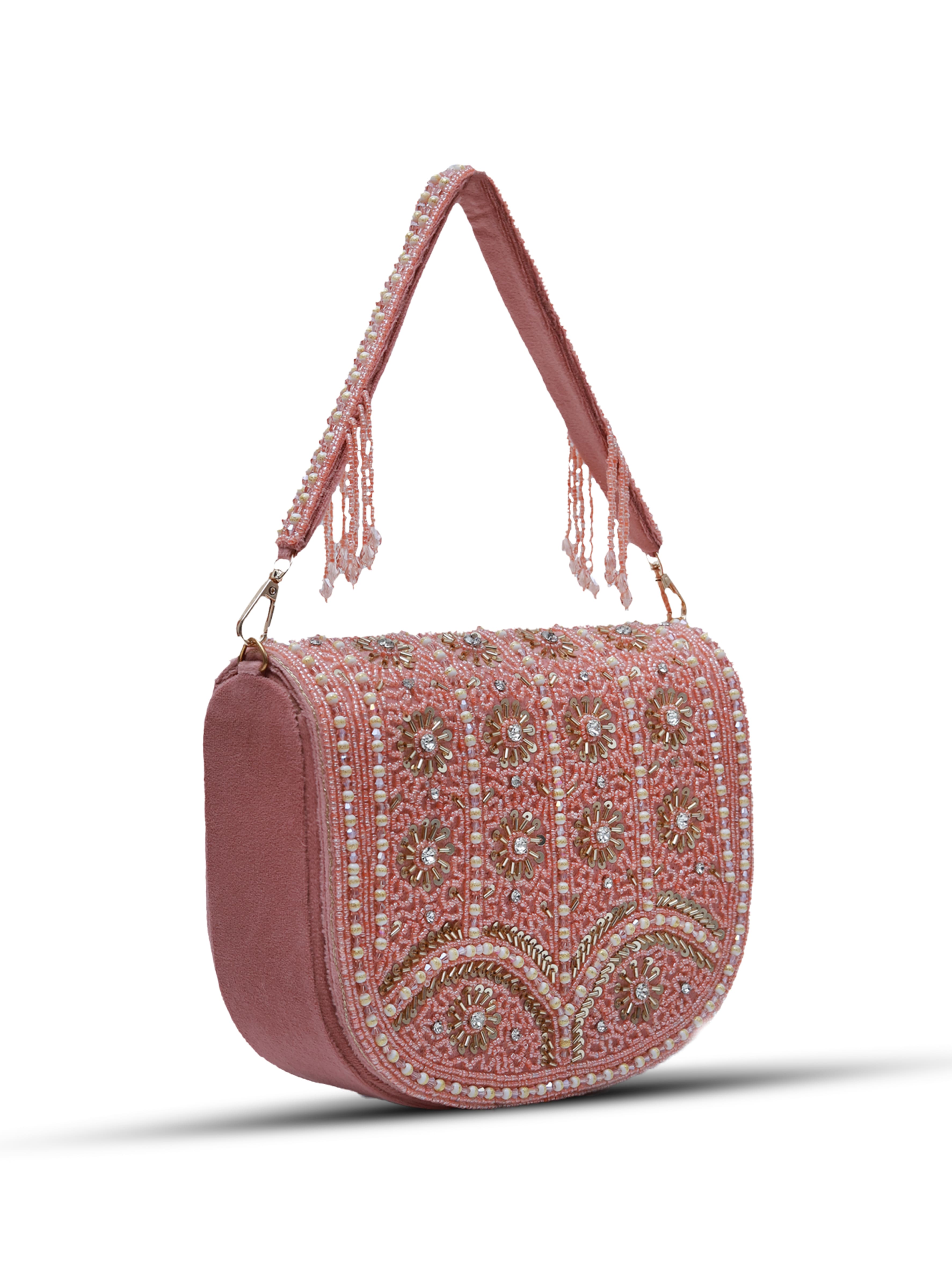 Kavya Pink Flap Over Bag with Handle