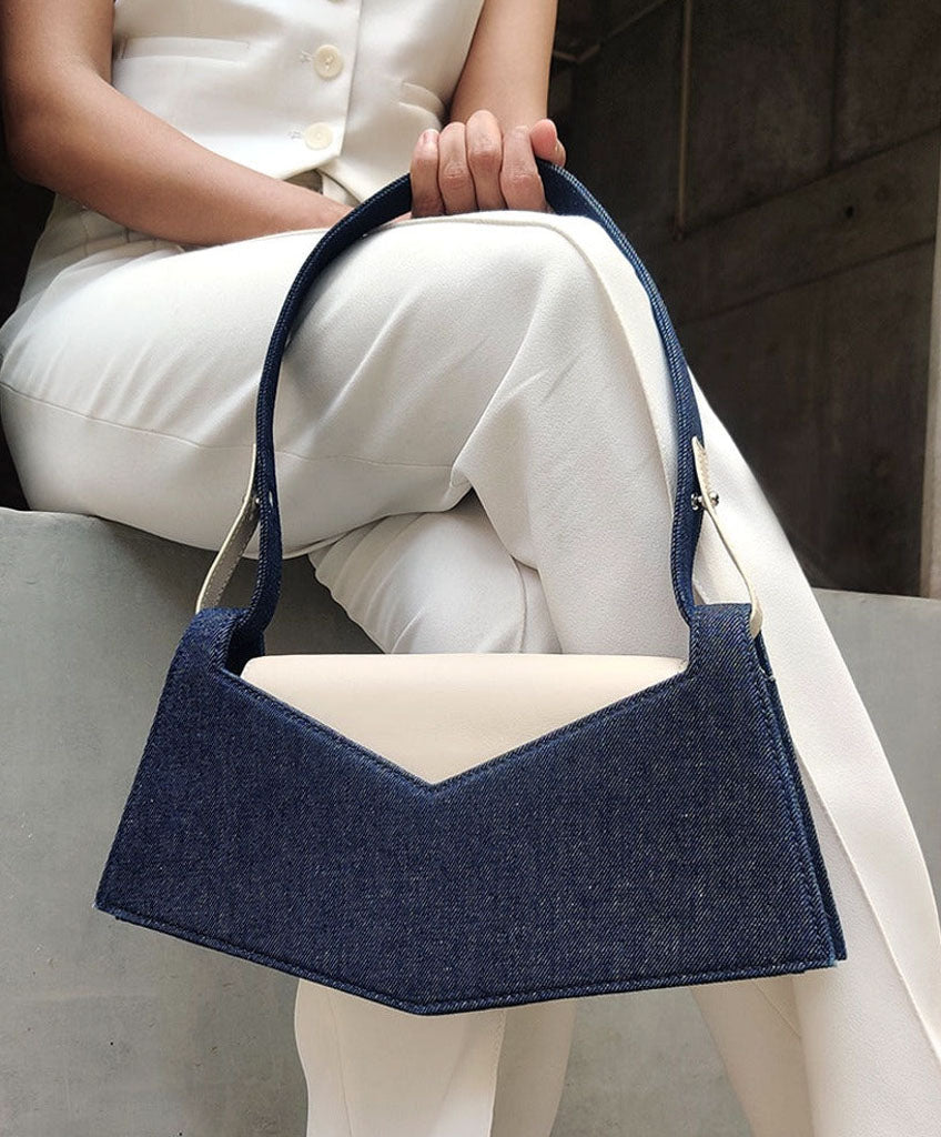 Alyssa Handbag In Demin Blue Ivory