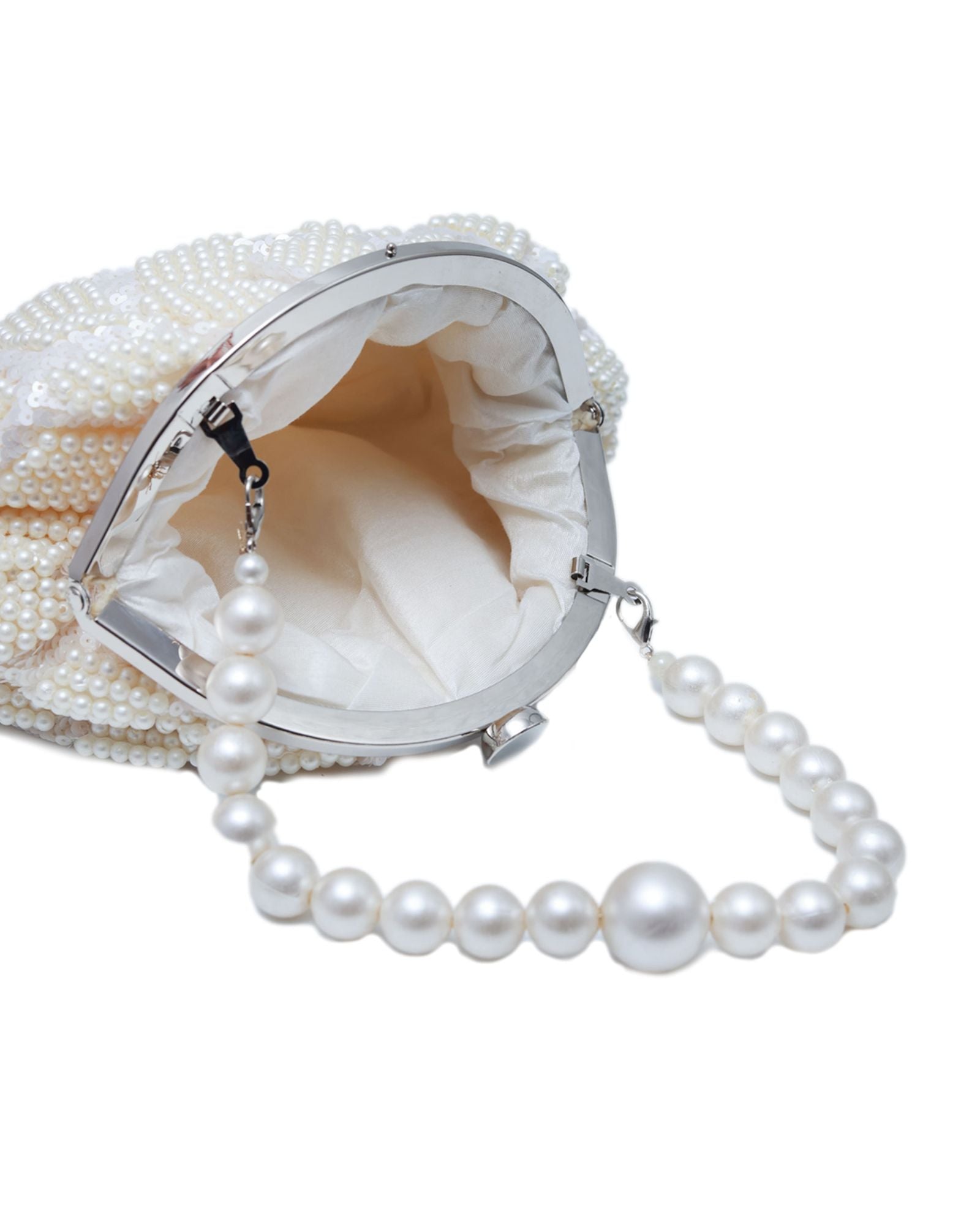 Tara Pearl Tasselled Batua with Detachable Handle