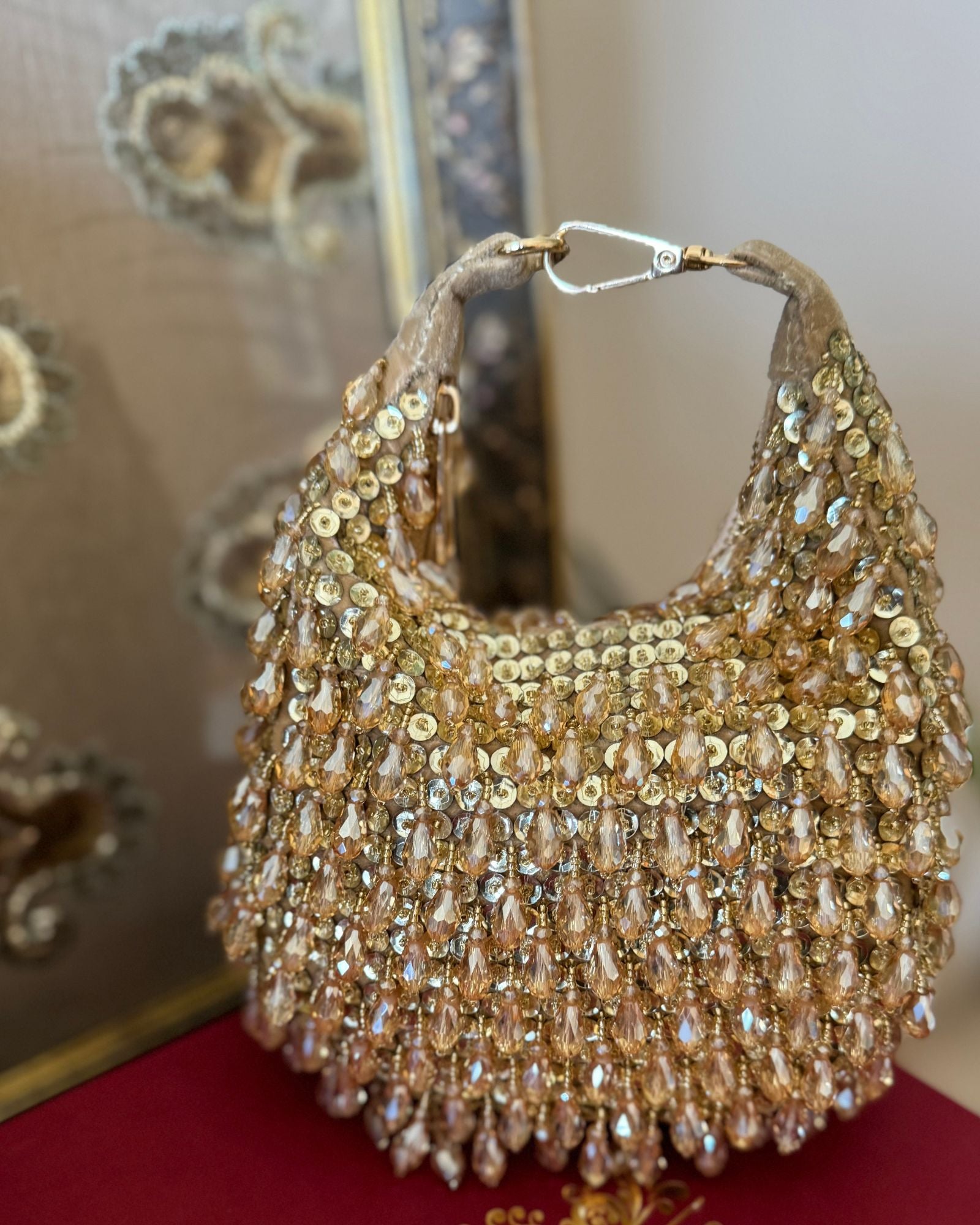 BEADED CRESCENT BAG