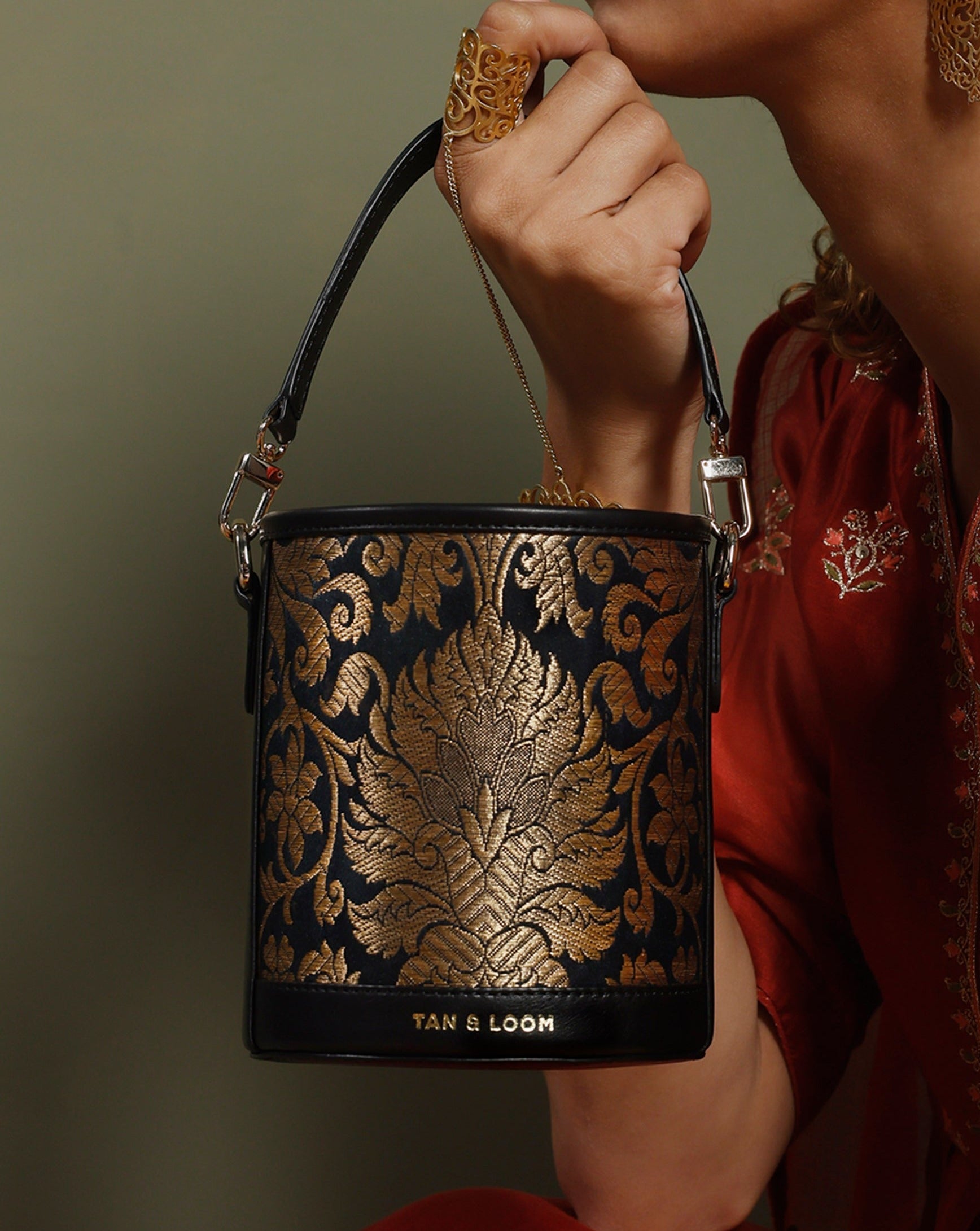 Barrel Potli Brocade Bag