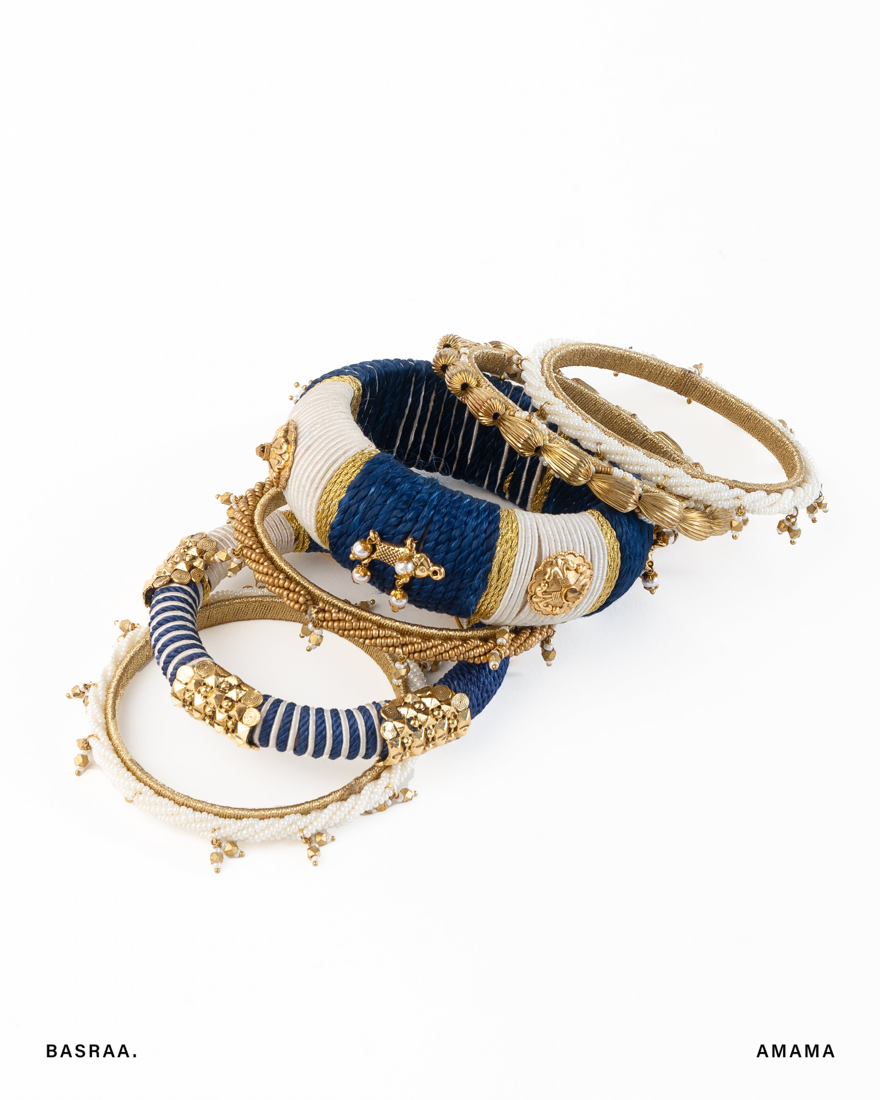 Chand Saaj Bangle Set in Blue (Set of 6)