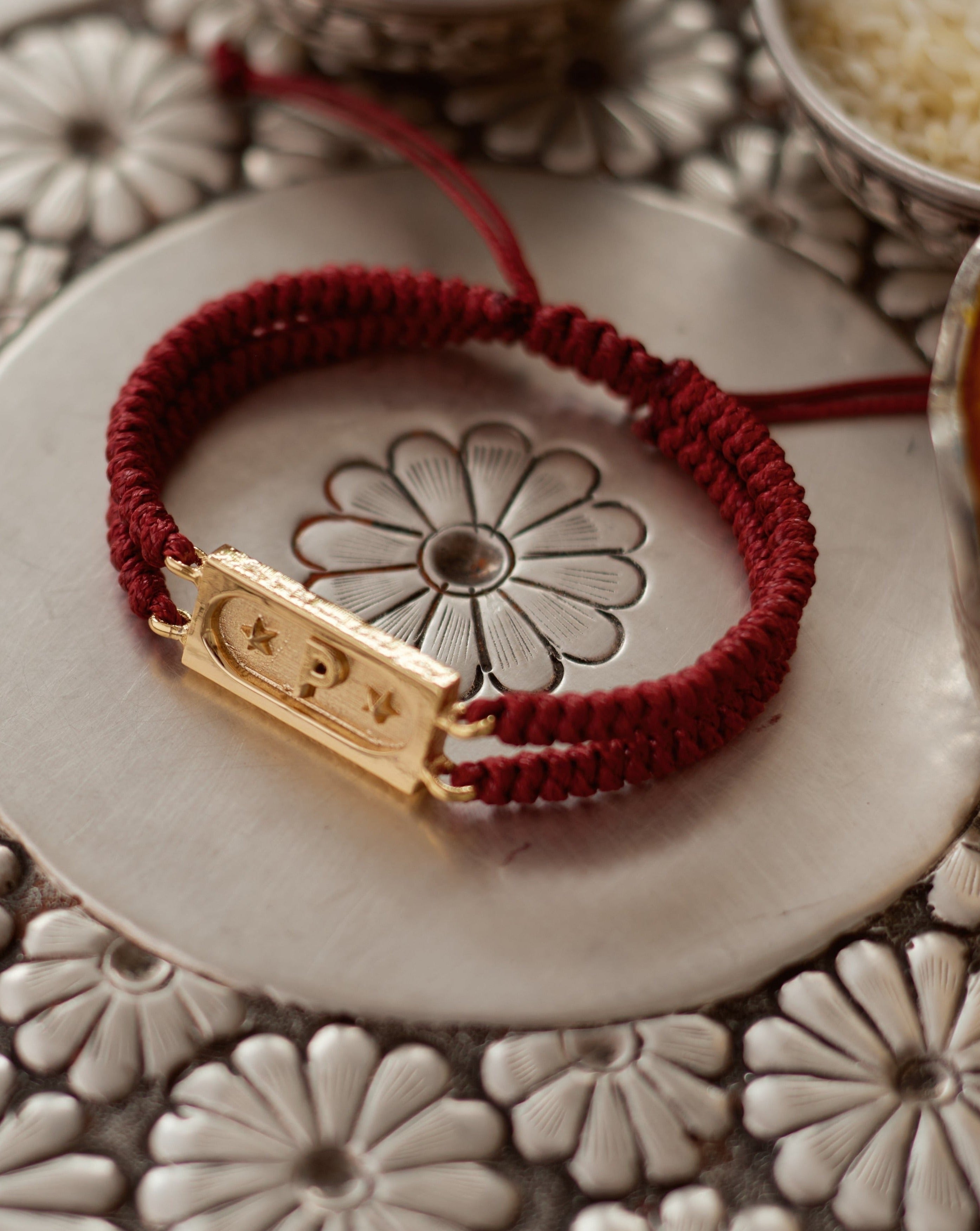 Brick Bond Bracelet In Mahogany Red