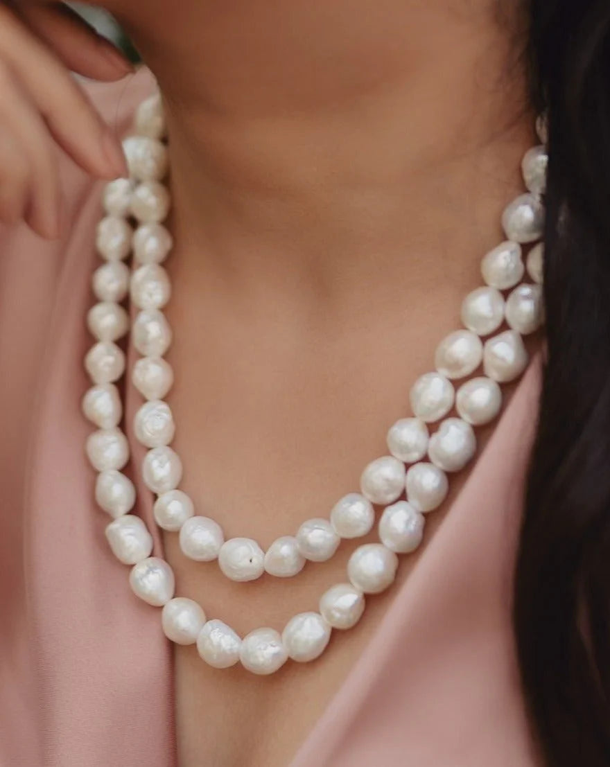 White Baroque Pearl Necklace