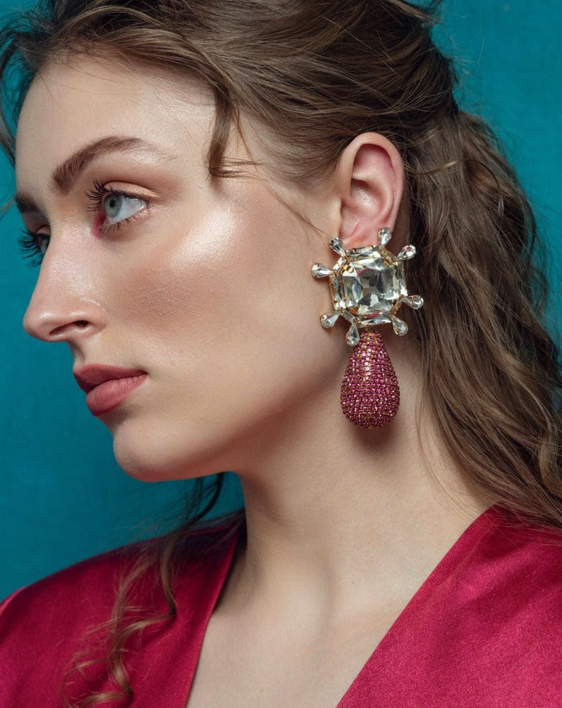 Aster Earrings In Hot Pink