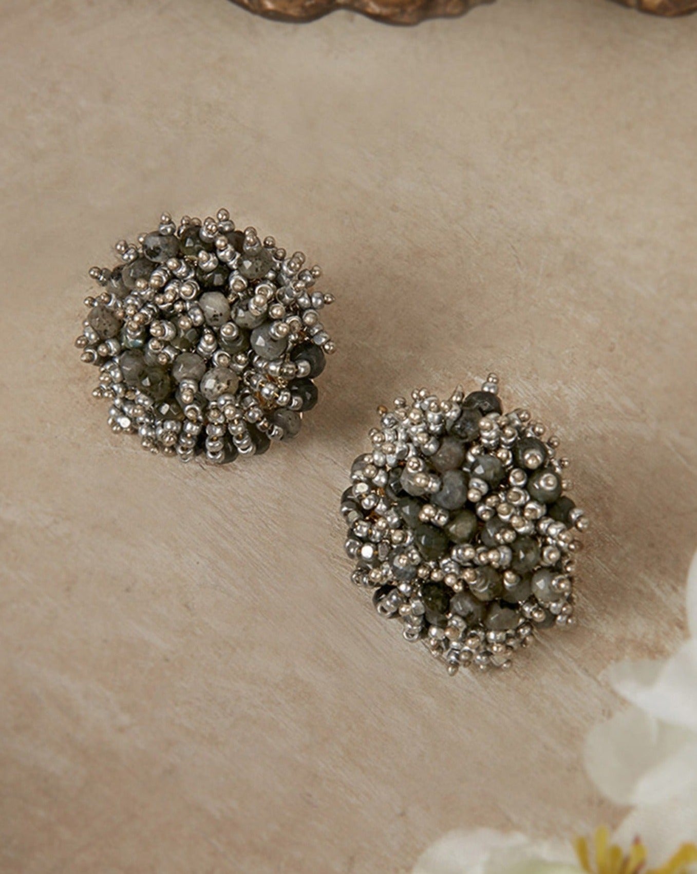 Black And Silver Statement Stud Earrings