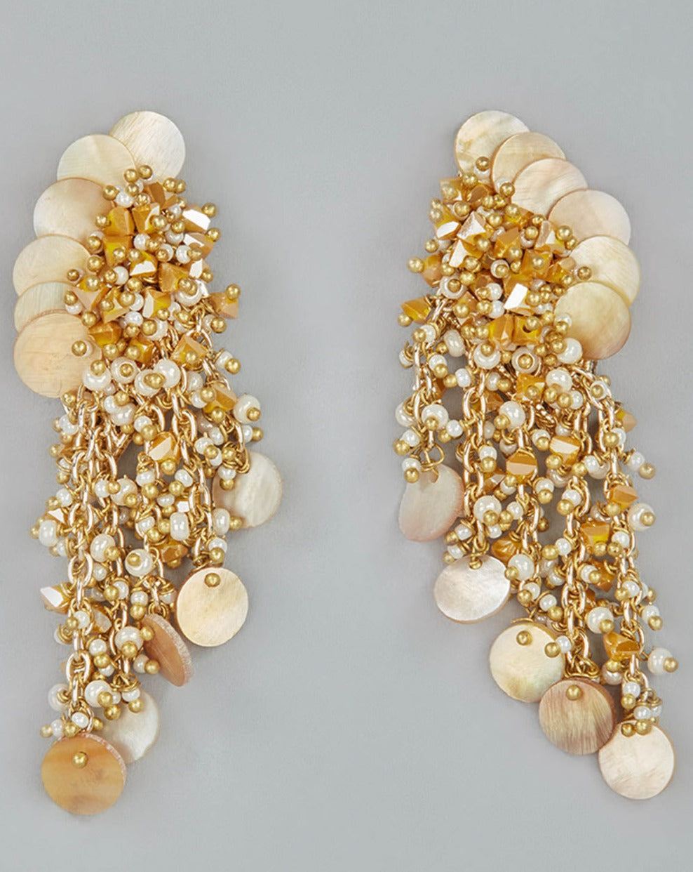 Kilyna Yellow Beaded and Shell Studs