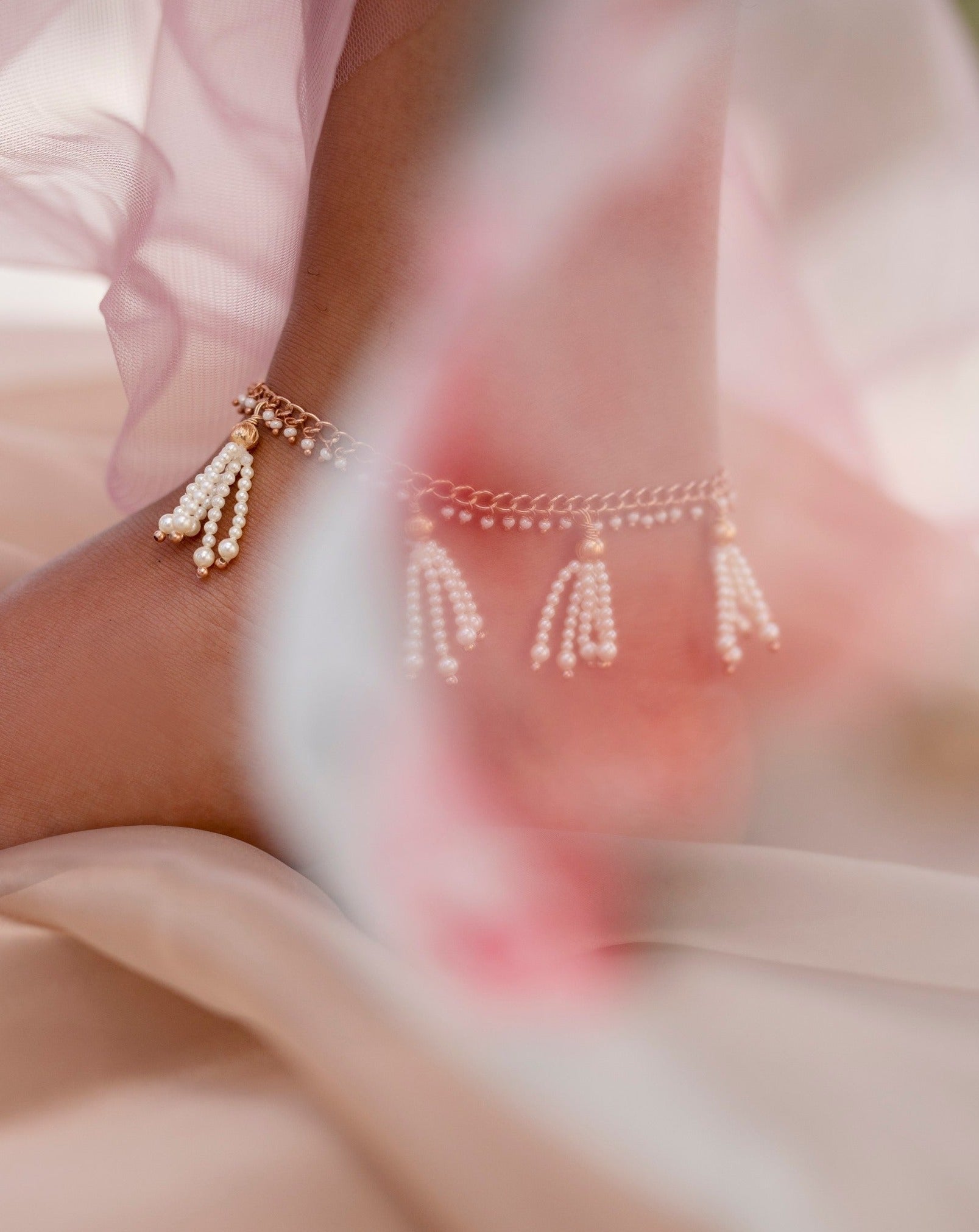 White Pearl Anklets