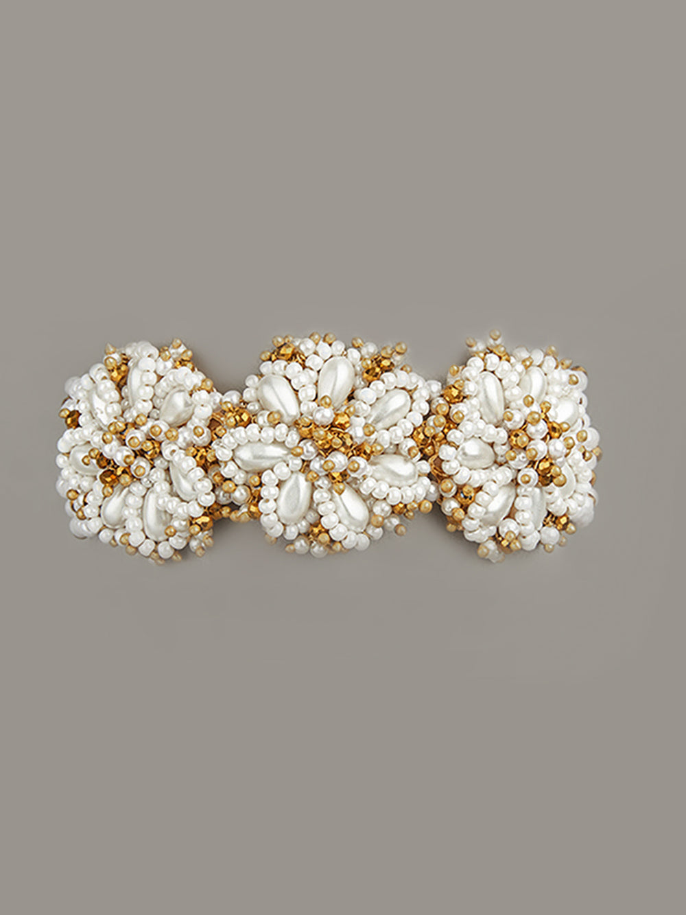 Statement White Bracelet Studded With Semi Precious Stones