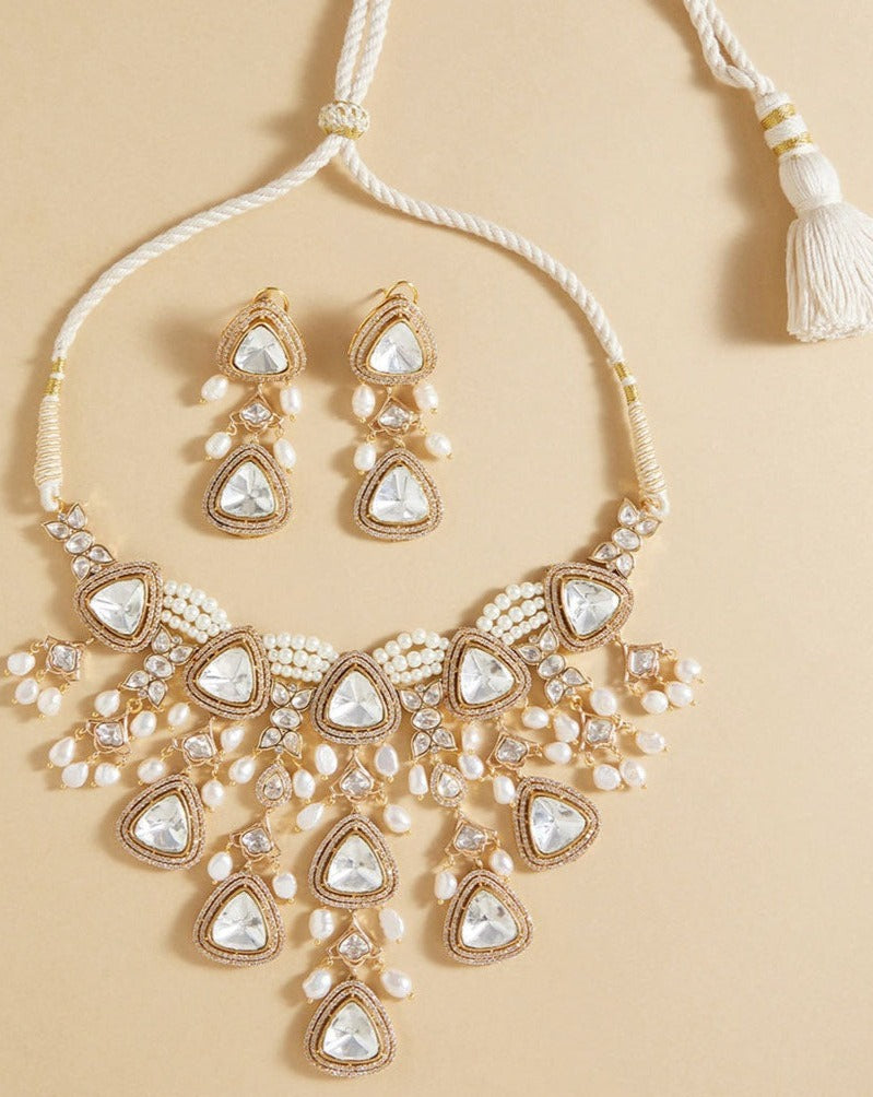 Polki & Pearl Drops Bridal Necklace Set