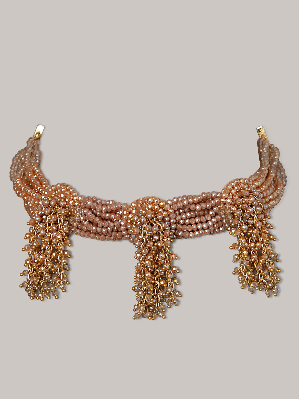 Contemporary Crystal & Pearls Golden Peach Choker