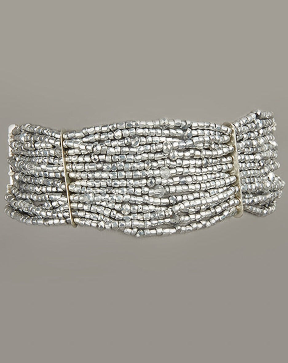 Statement Silver Chain Design Beaded Bracelet