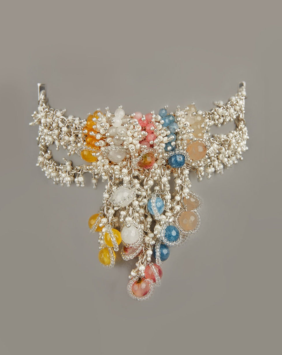 Handcrafted Multicolor Pearl And Stone Studded Bracelet