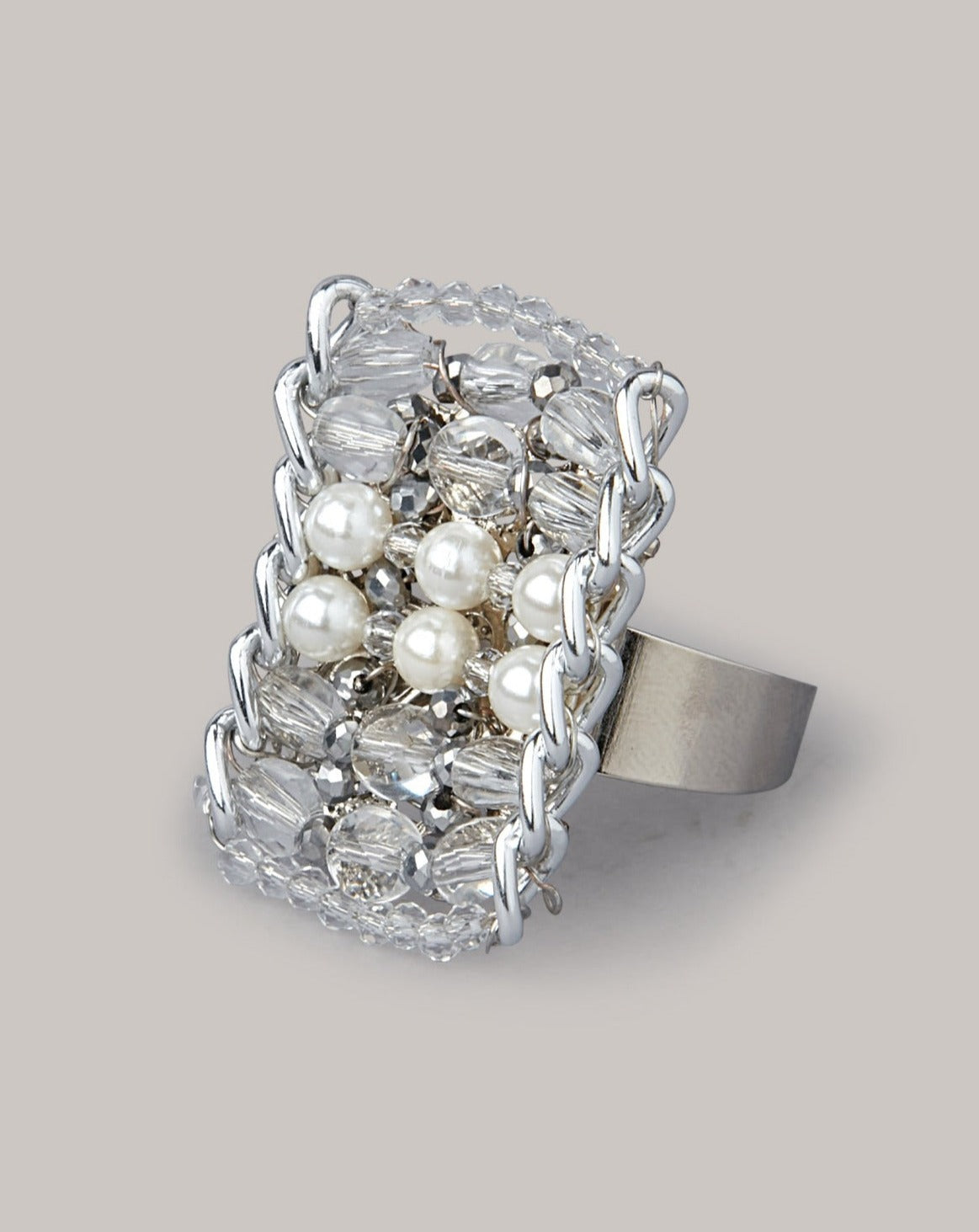 Modern And Vintage Pearl Silver Ring