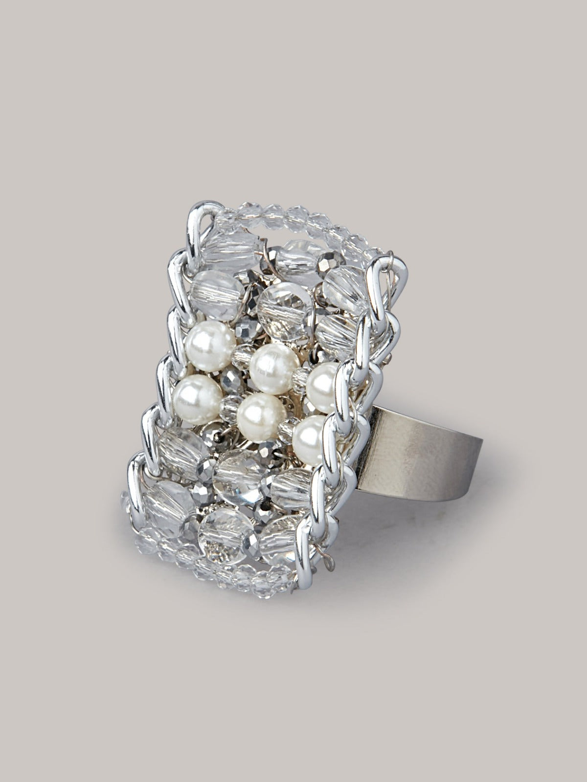 Modern And Vintage Pearl Silver Ring